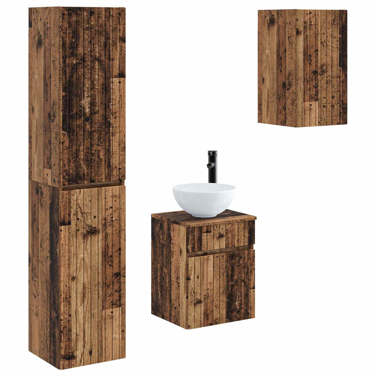 Badezimmermöbel-Set 3 stk. Altholz 33 x 34,5 x 160 cm
