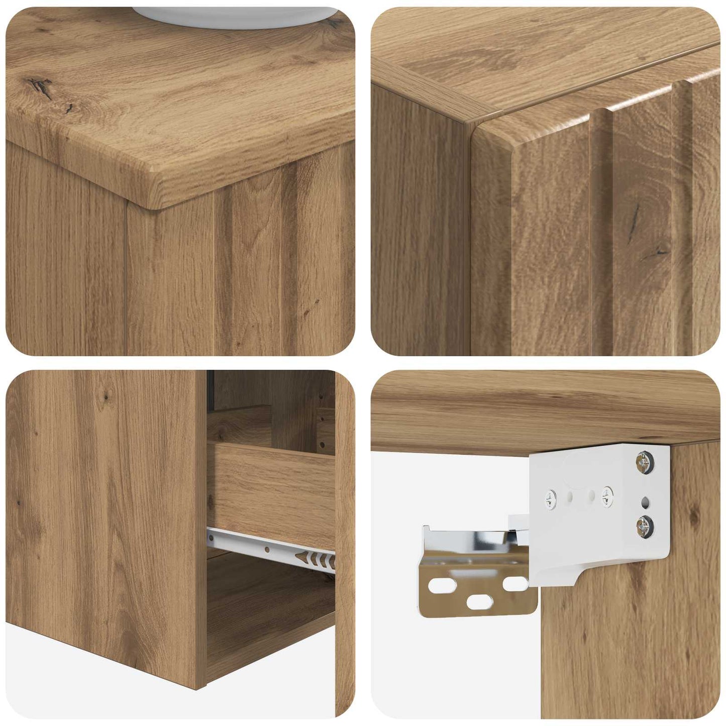 Badezimmermöbel-Set 3 Stk. Artisan-Eiche 33 x 34,5 x 160 cm