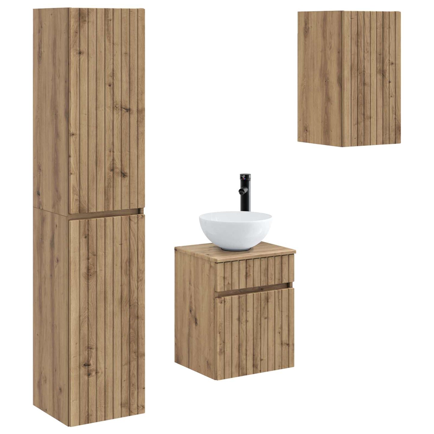 Badezimmermöbel-Set 3 Stk. Artisan-Eiche 33 x 34,5 x 160 cm