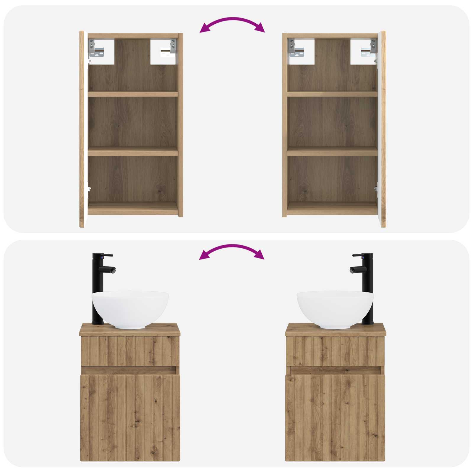 Badezimmermöbel-Set 3 Stk. Artisan-Eiche 33 x 34,5 x 160 cm
