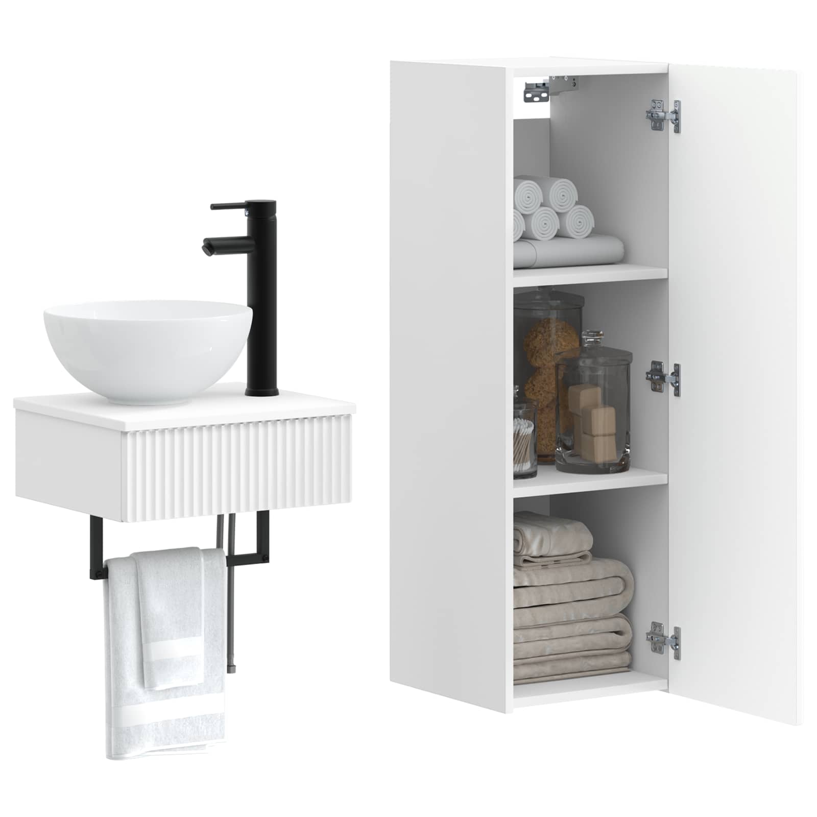 Badezimmermöbel-Set 2 stk. Weiß 33 x 34,5 x 100 cm
