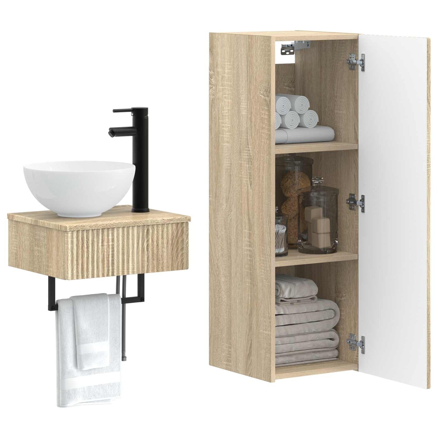 Badezimmermöbel-Set 2 stk. Sonoma-Eiche 33 x 34,5 x 100 cm