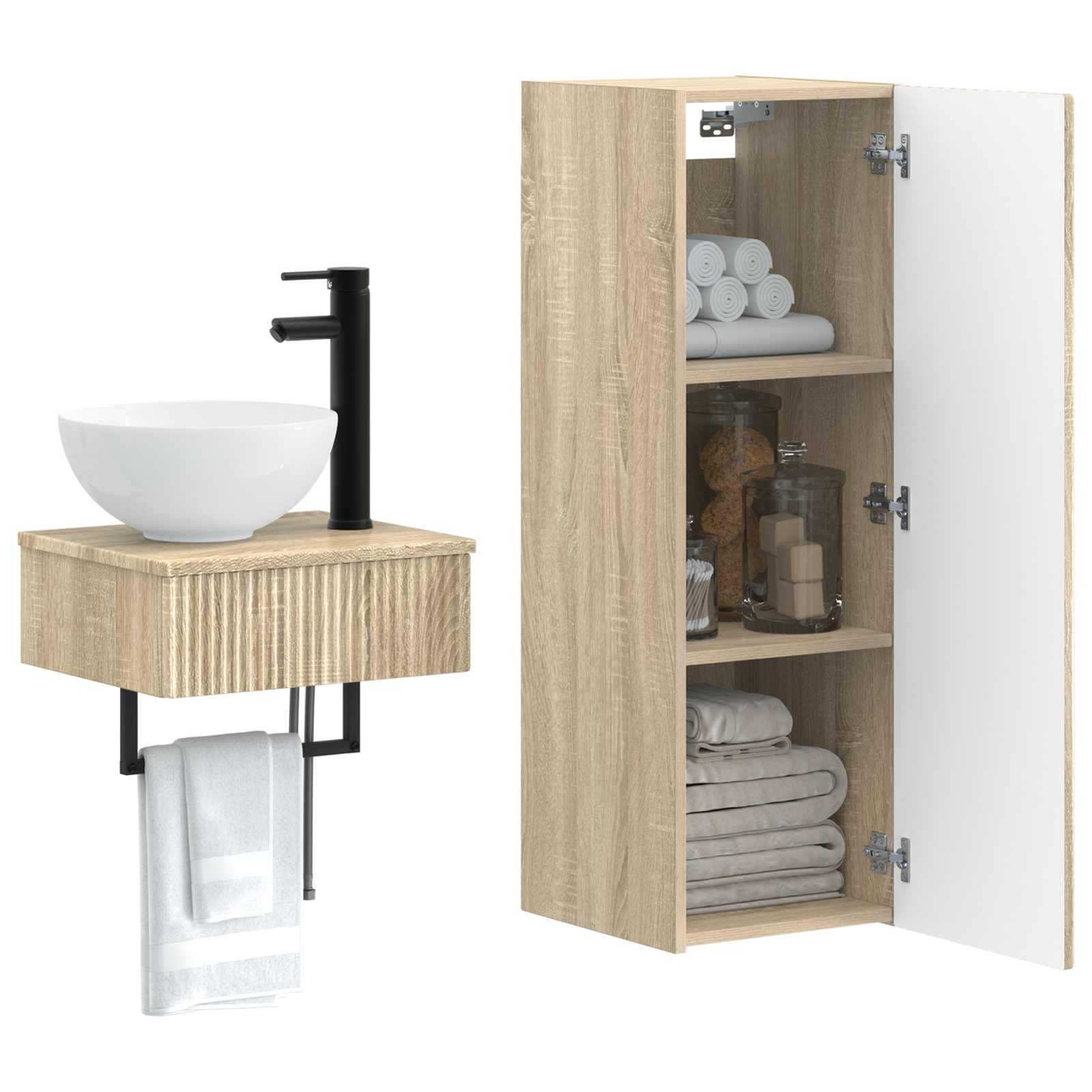 Badezimmermöbel-Set 2 stk. Sonoma-Eiche 33 x 34,5 x 100 cm