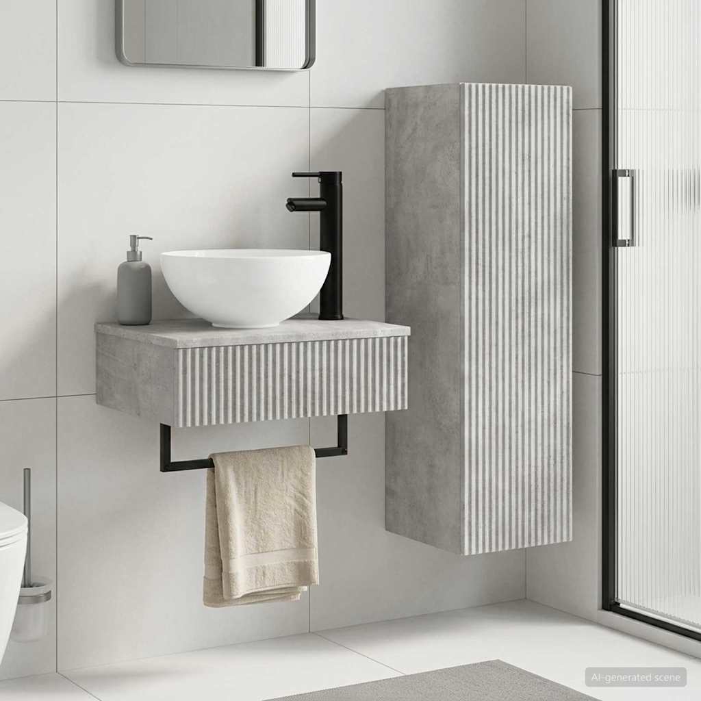 Badezimmermöbel-Set 2 stk. Betongrau 33 x 34,5 x 100 cm
