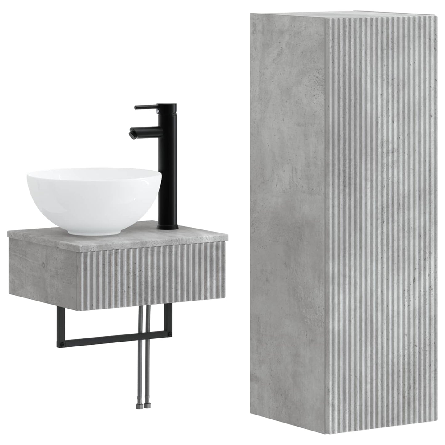 Badezimmermöbel-Set 2 stk. Betongrau 33 x 34,5 x 100 cm
