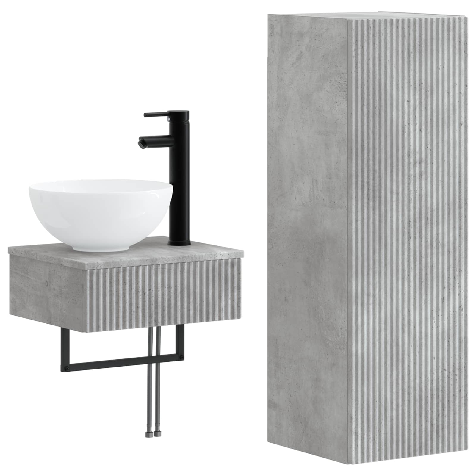 Badezimmermöbel-Set 2 stk. Betongrau 33 x 34,5 x 100 cm