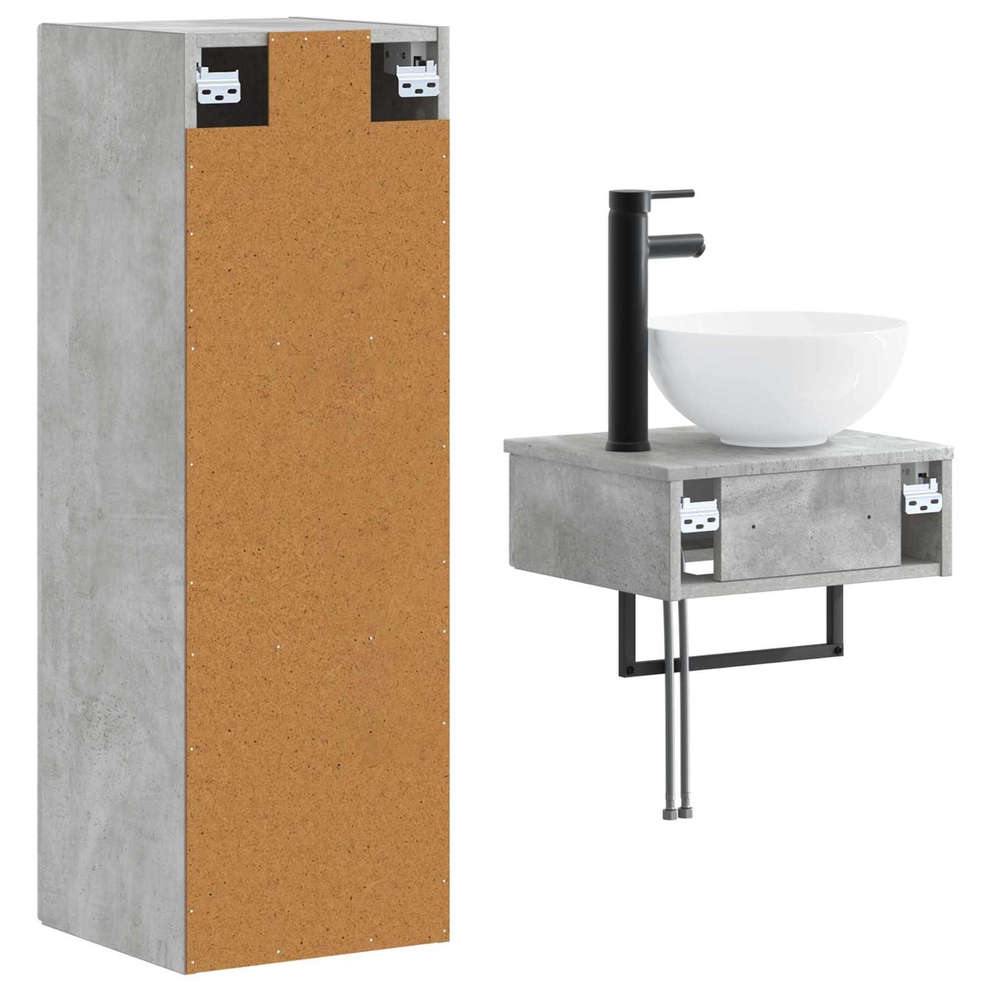 Badezimmermöbel-Set 2 stk. Betongrau 33 x 34,5 x 100 cm