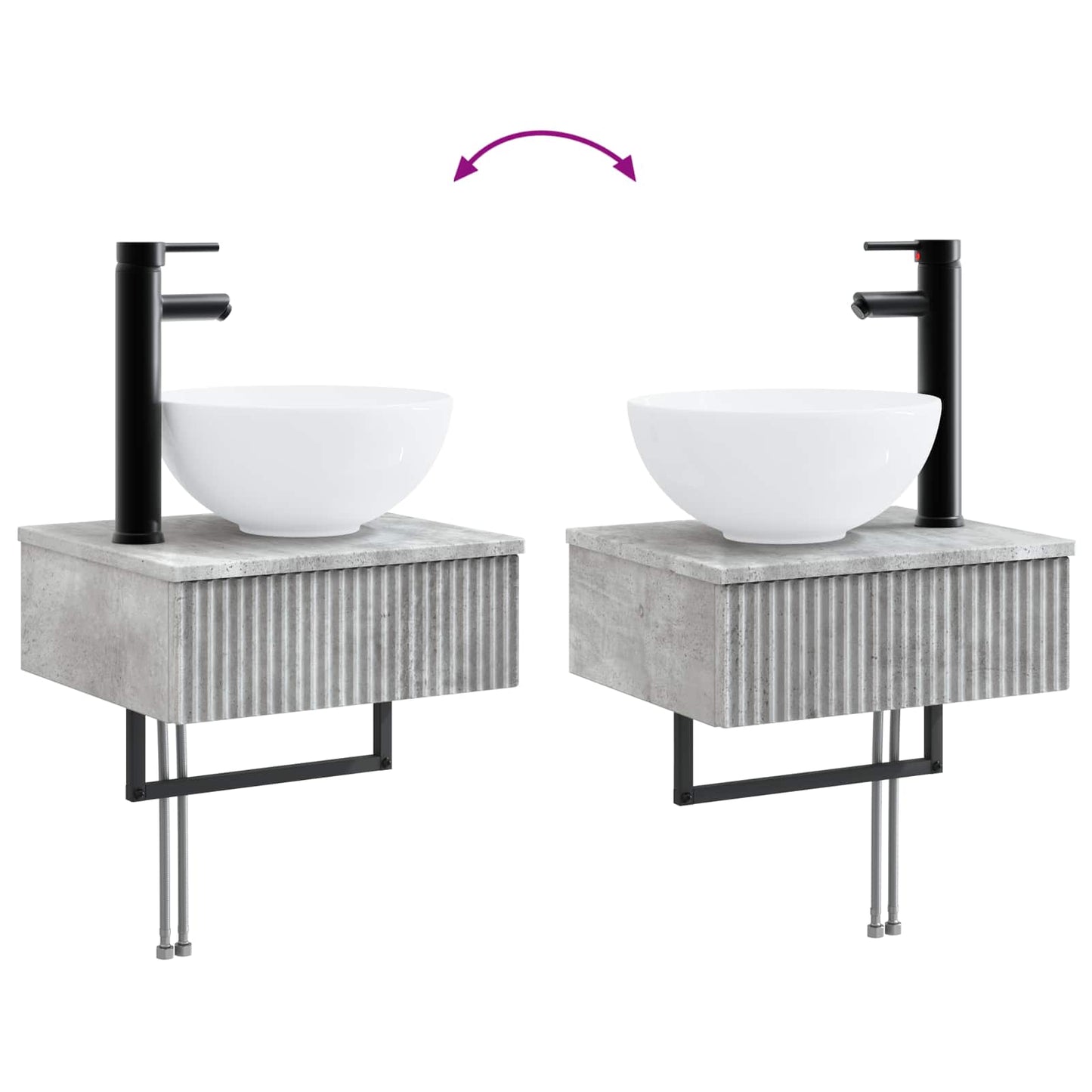 Badezimmermöbel-Set 2 stk. Betongrau 33 x 34,5 x 100 cm
