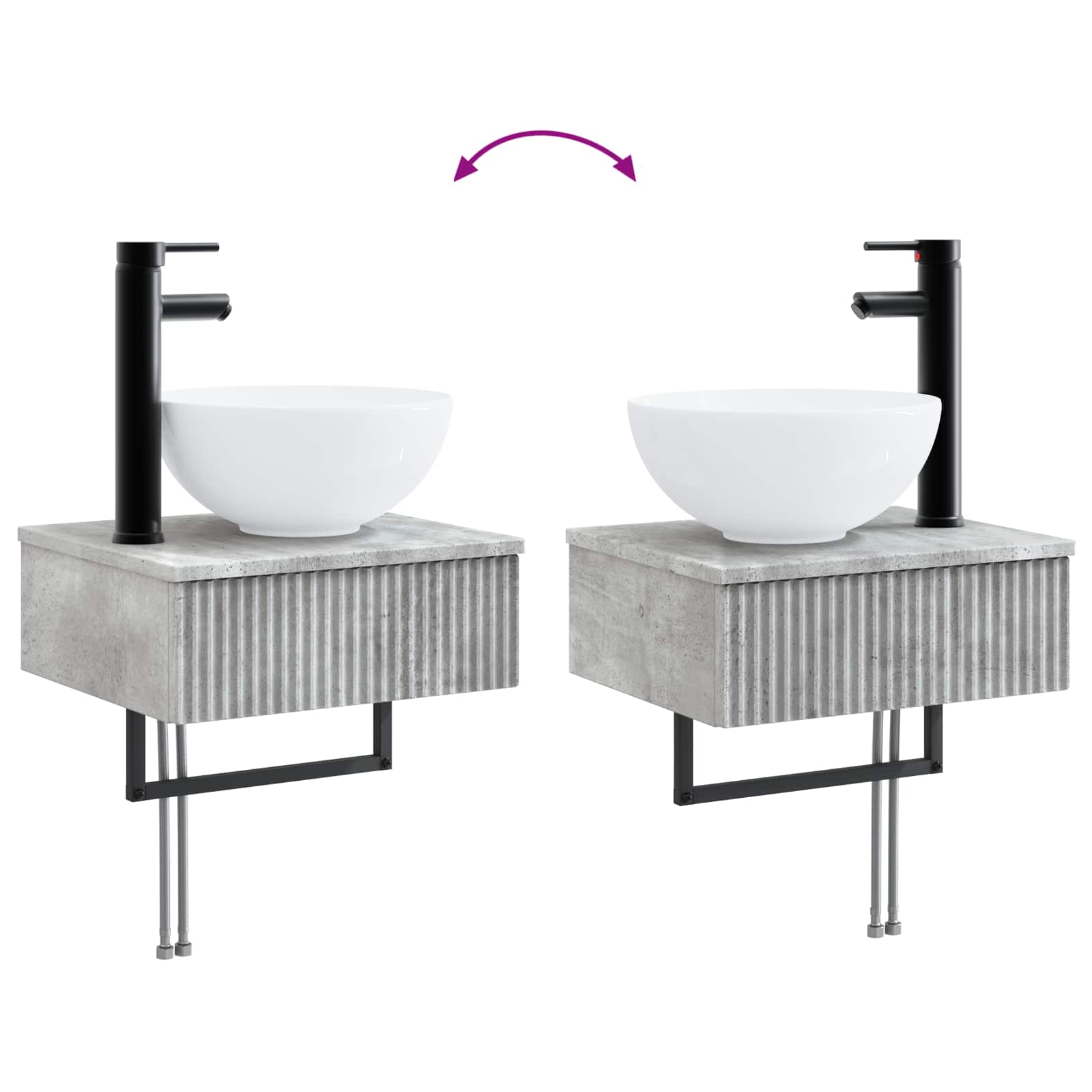 Badezimmermöbel-Set 2 stk. Betongrau 33 x 34,5 x 100 cm