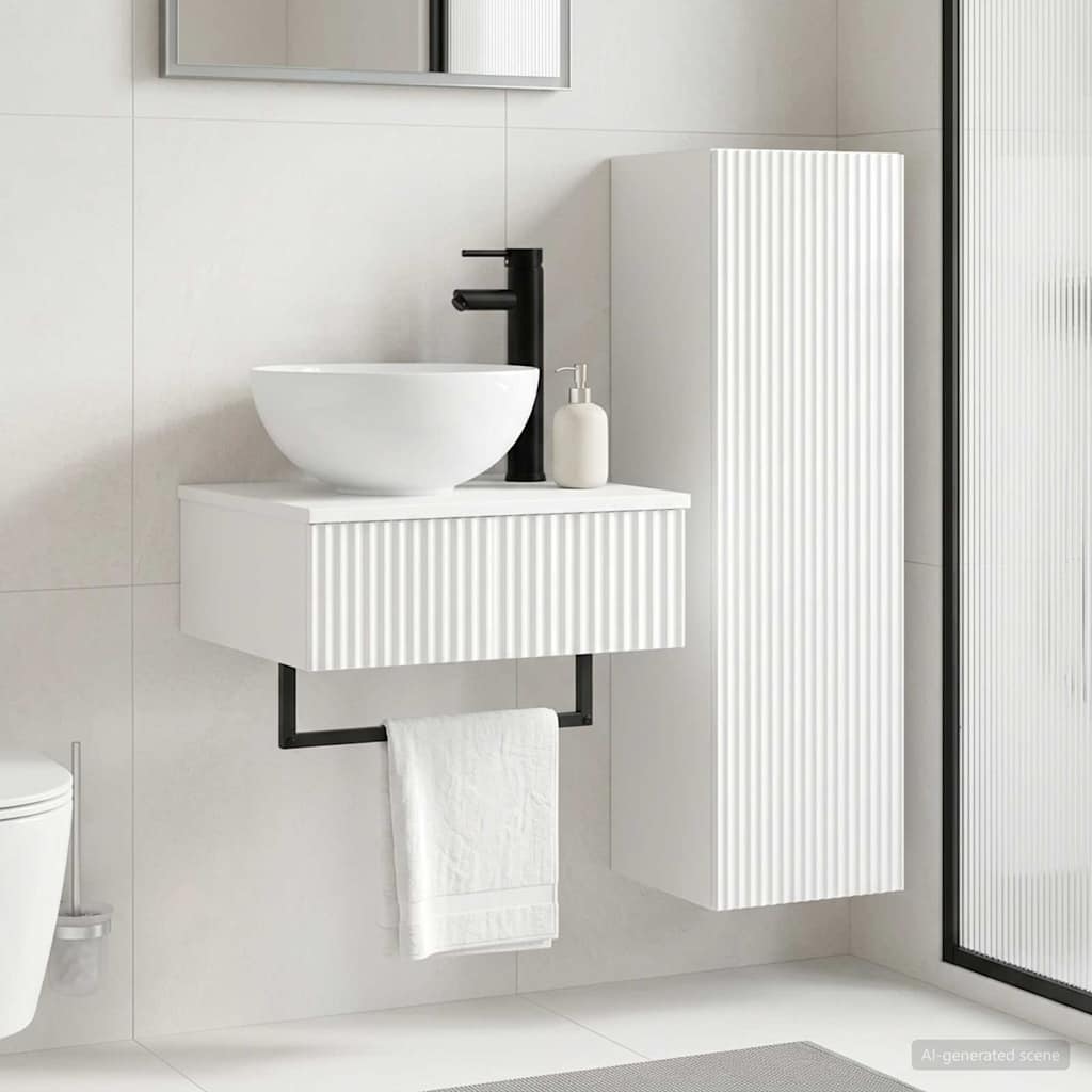 Badezimmermöbel-Set 2 stk. Hochglanz Weiß 33 x 34,5 x 100 cm