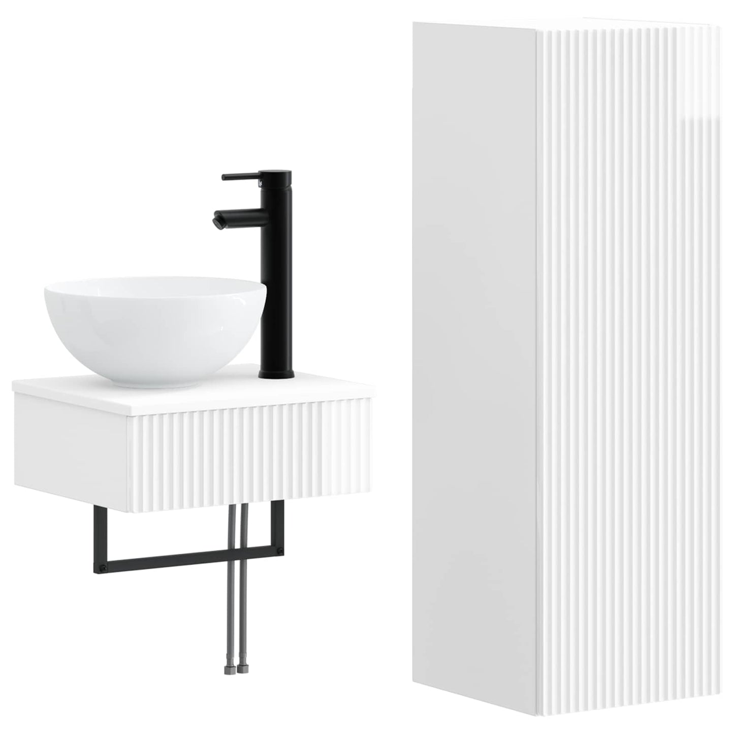 Badezimmermöbel-Set 2 stk. Hochglanz Weiß 33 x 34,5 x 100 cm