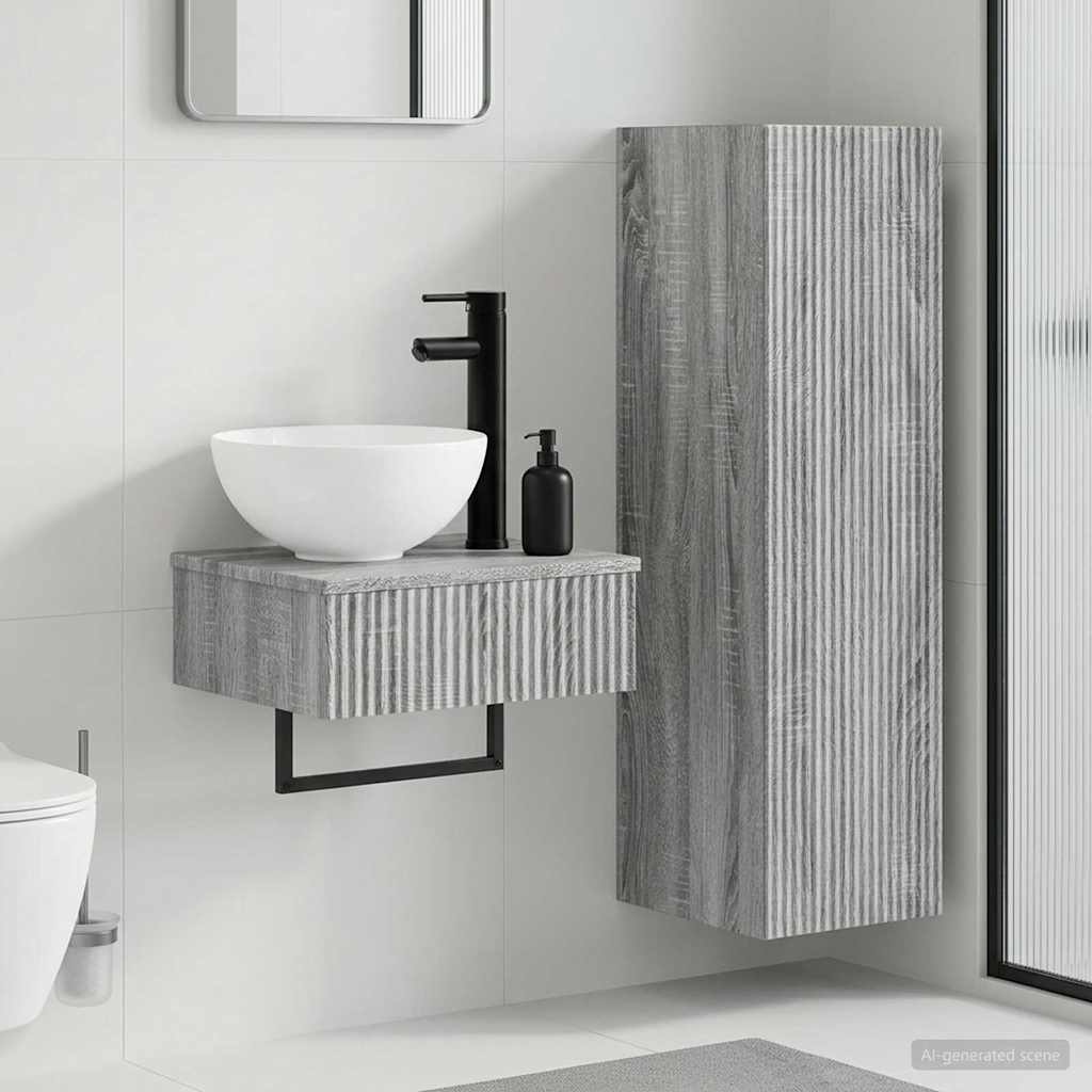 Badezimmermöbel-Set 2 stk. Grau Sonoma 33 x 34,5 x 100 cm