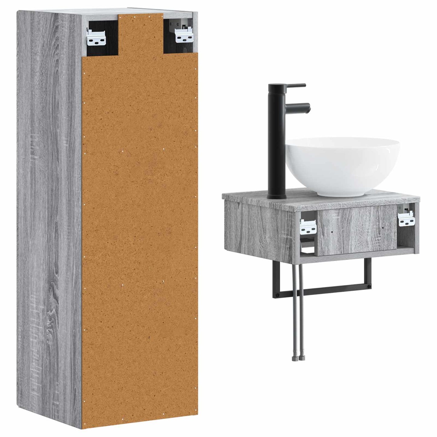 Badezimmermöbel-Set 2 stk. Grau Sonoma 33 x 34,5 x 100 cm