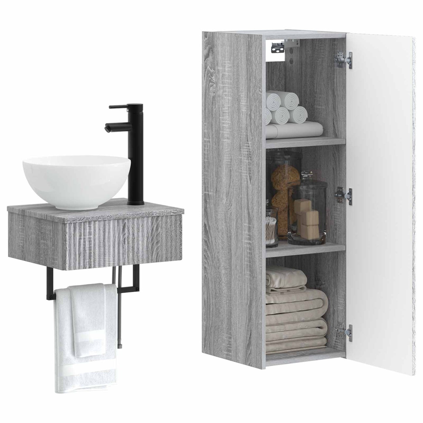 Badezimmermöbel-Set 2 stk. Grau Sonoma 33 x 34,5 x 100 cm