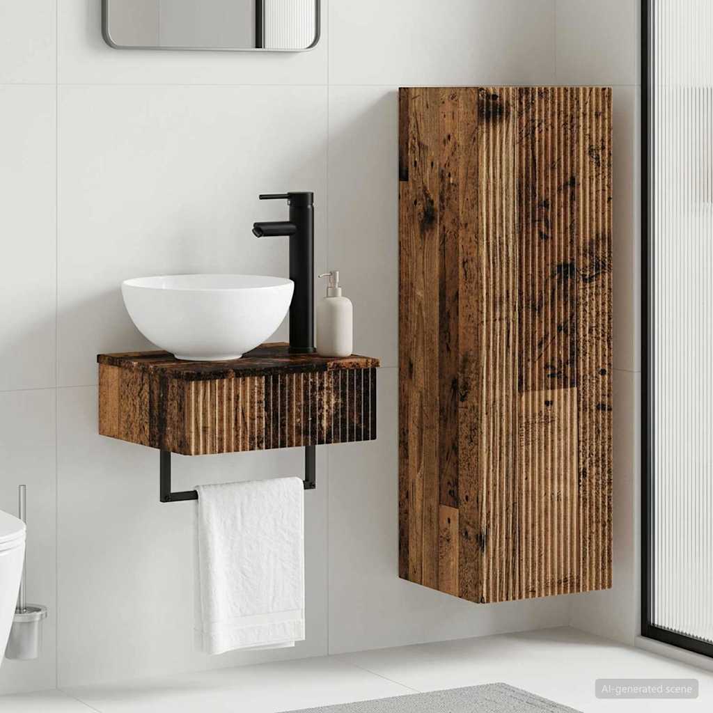Badezimmermöbel-Set 2 stk. Altholz 33 x 34,5 x 100 cm
