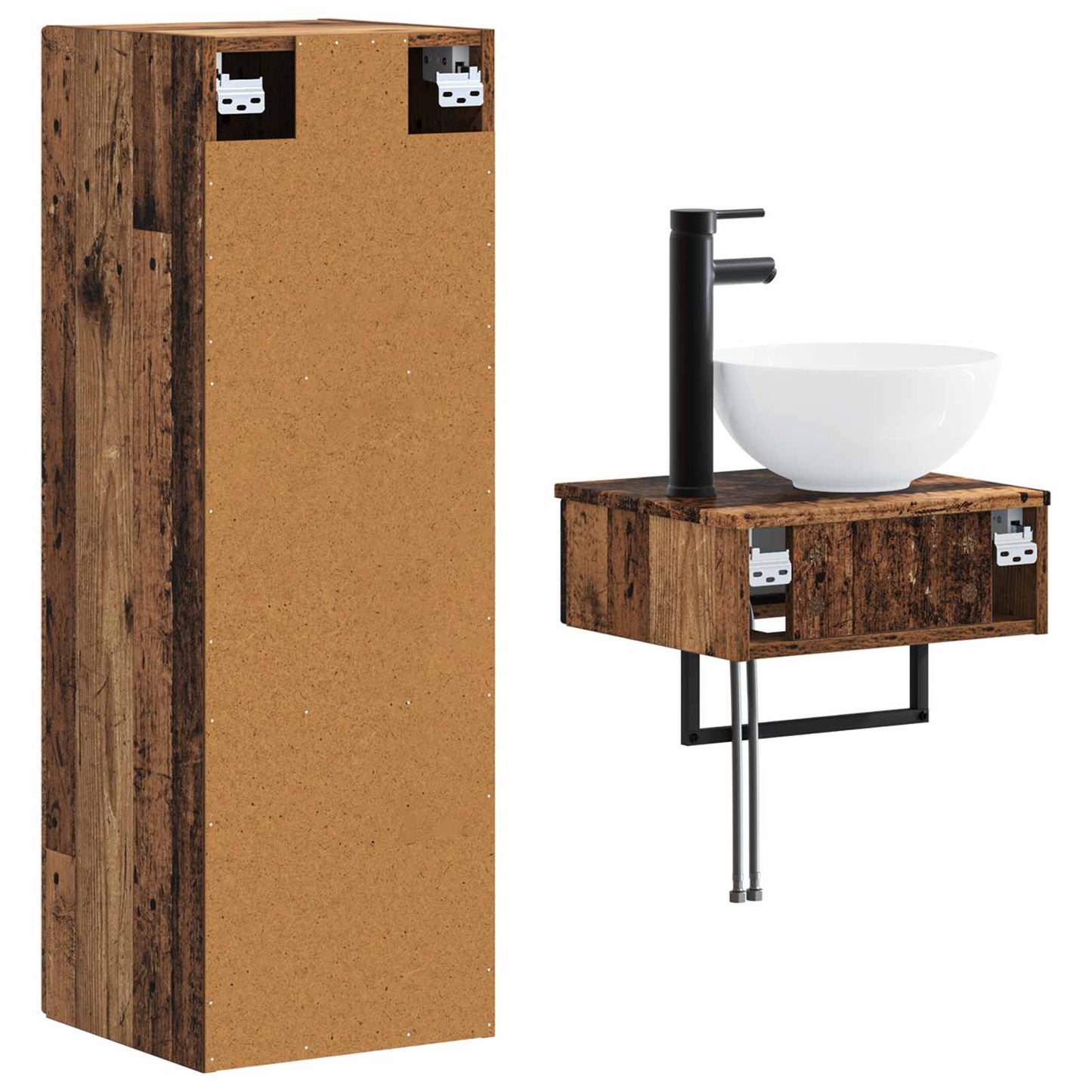 Badezimmermöbel-Set 2 stk. Altholz 33 x 34,5 x 100 cm