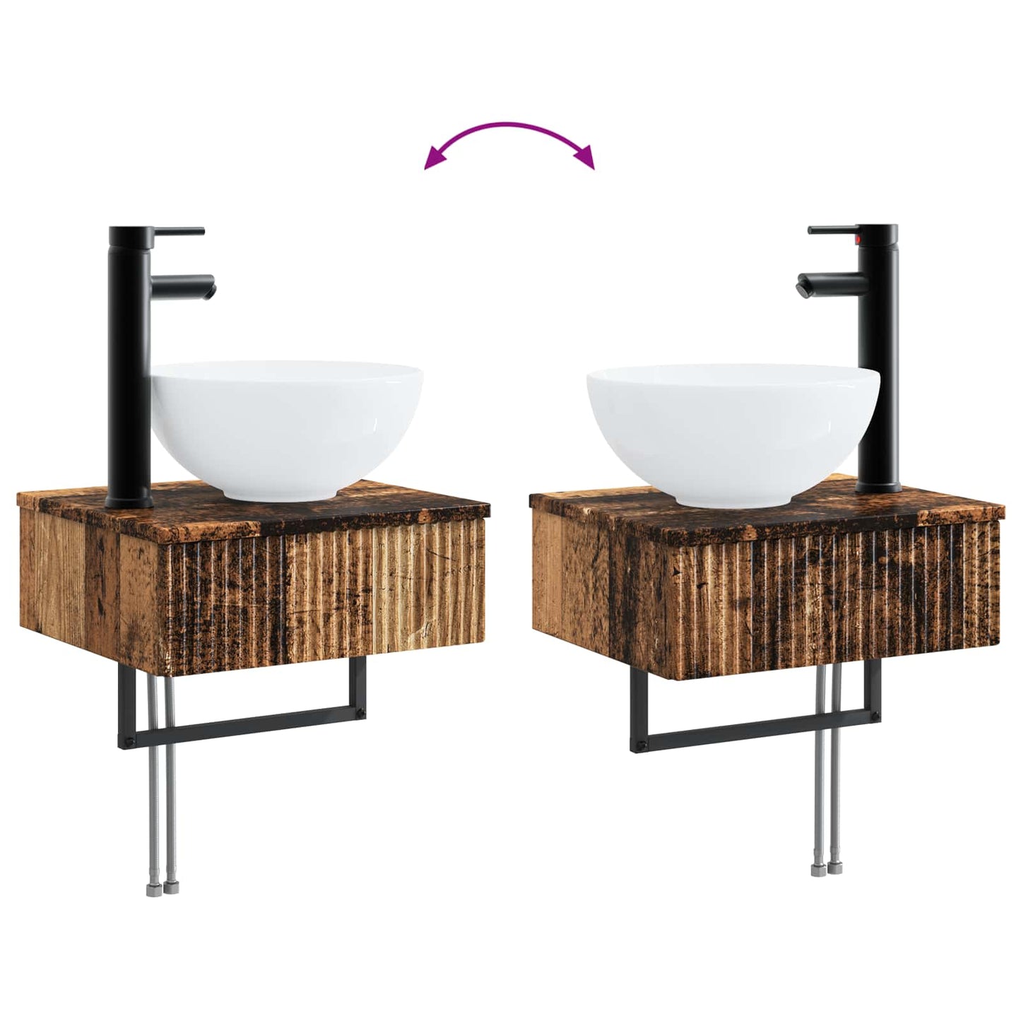 Badezimmermöbel-Set 2 stk. Altholz 33 x 34,5 x 100 cm