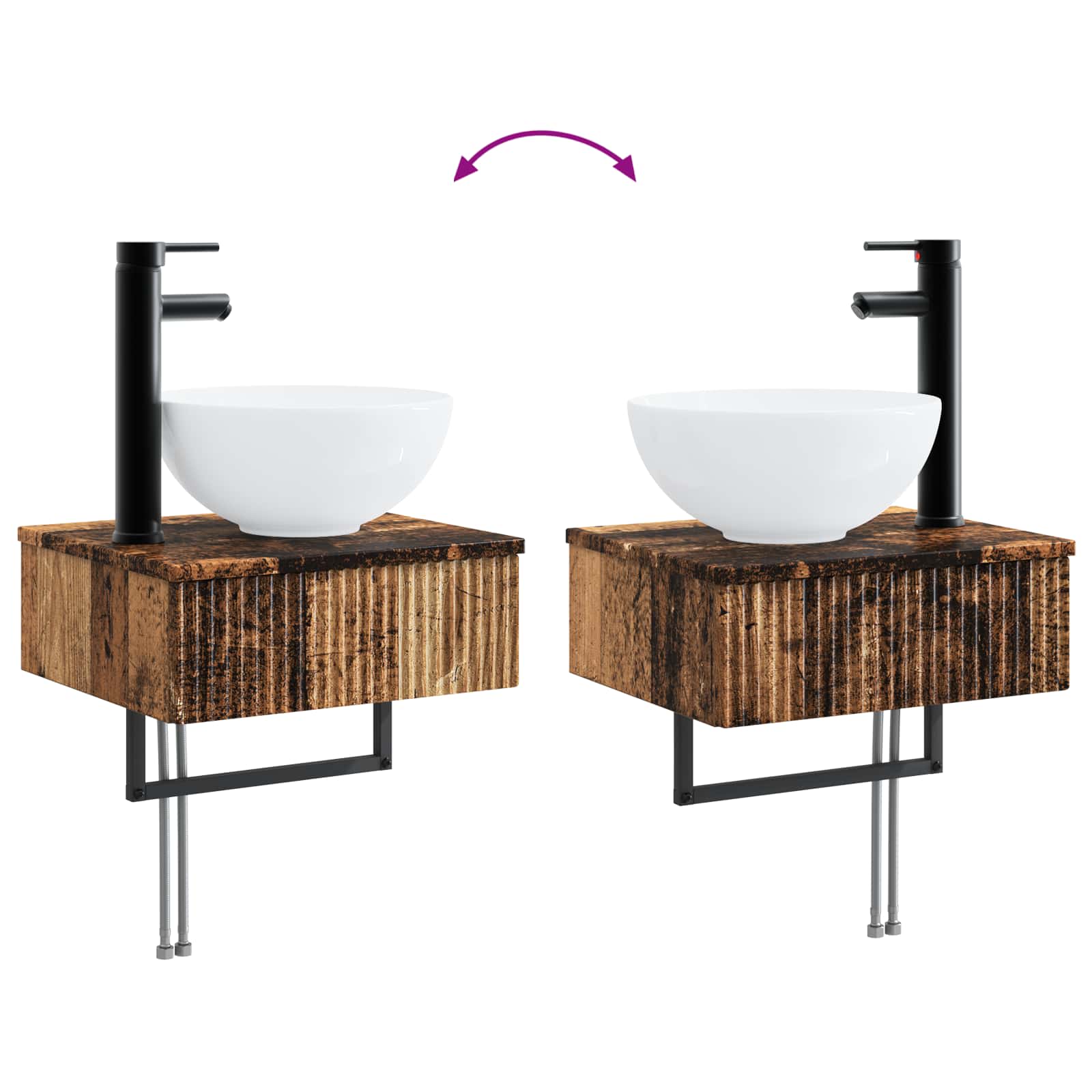 Badezimmermöbel-Set 2 stk. Altholz 33 x 34,5 x 100 cm
