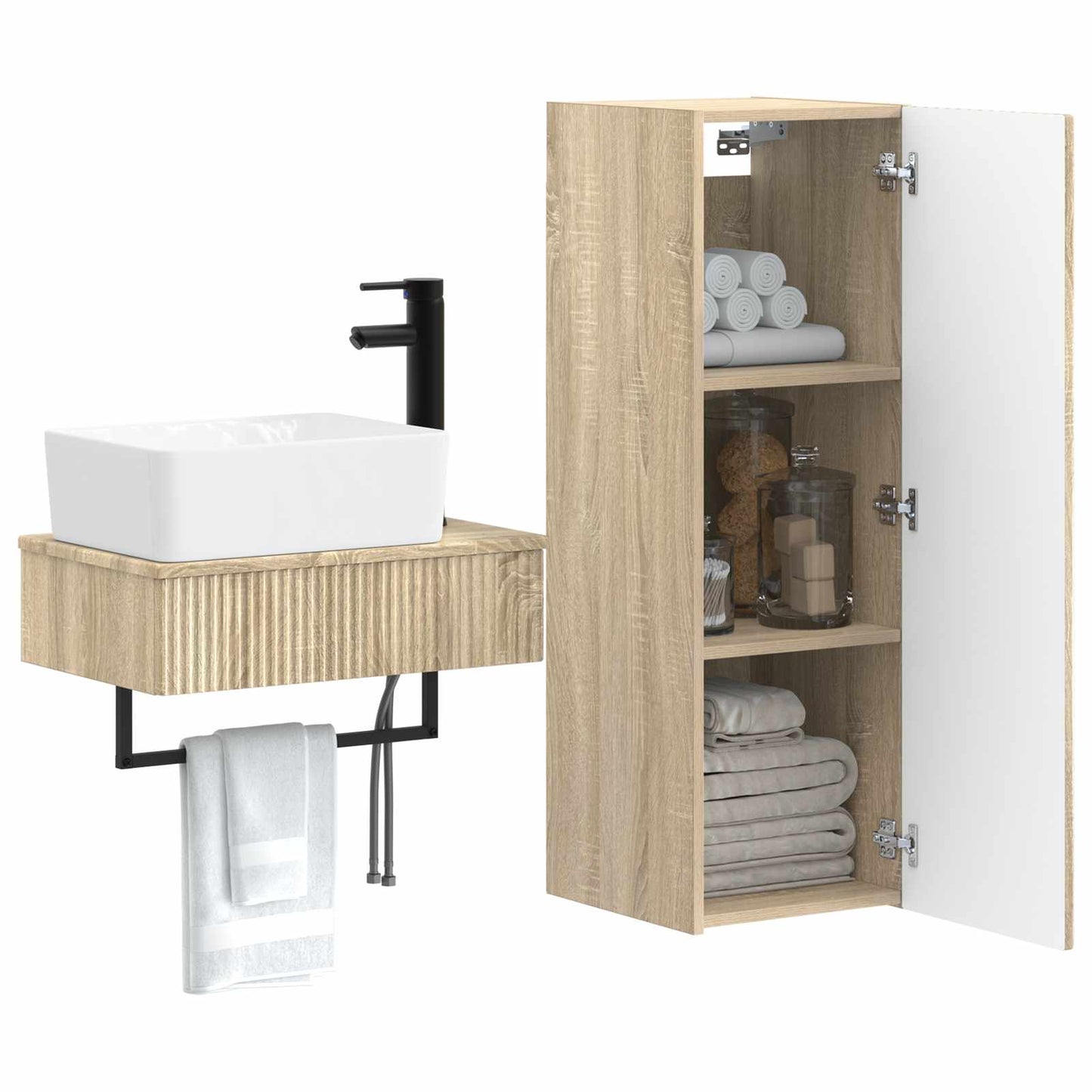 Badezimmermöbel-Set 2 stk. Sonoma-Eiche 33 x 34,5 x 100 cm