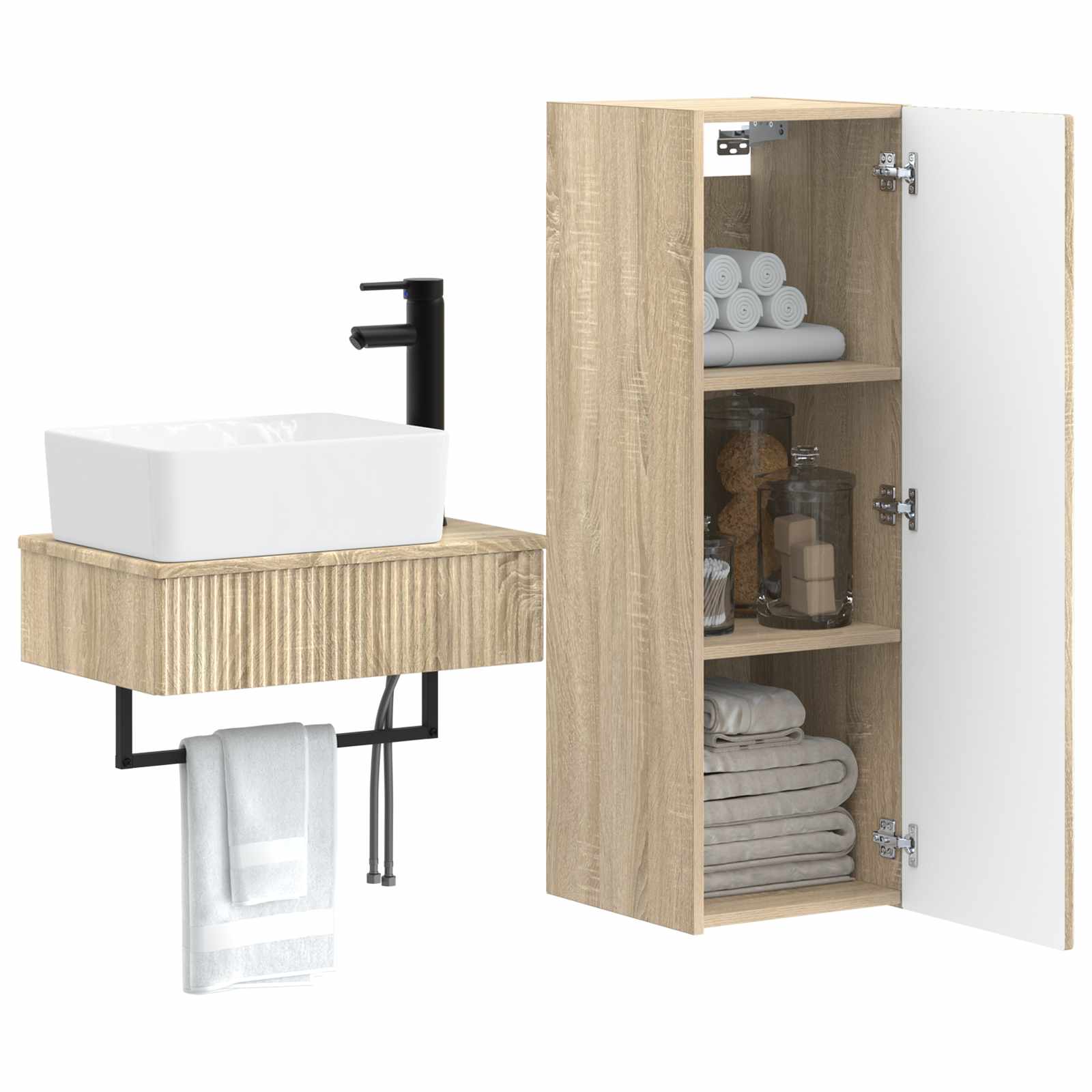 Badezimmermöbel-Set 2 stk. Sonoma-Eiche 33 x 34,5 x 100 cm
