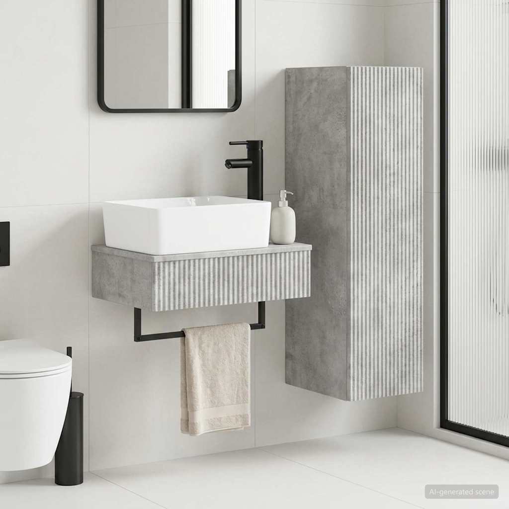 Badezimmermöbel-Set 2 stk. Betongrau 33 x 34,5 x 100 cm