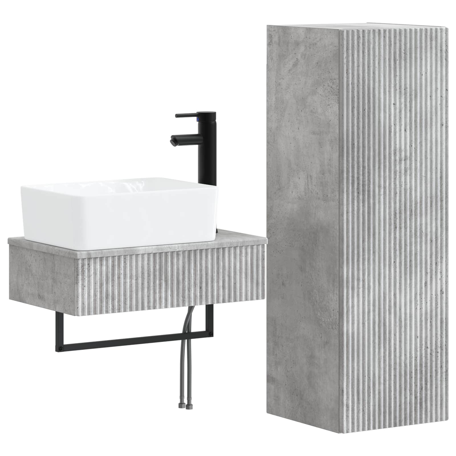 Badezimmermöbel-Set 2 stk. Betongrau 33 x 34,5 x 100 cm