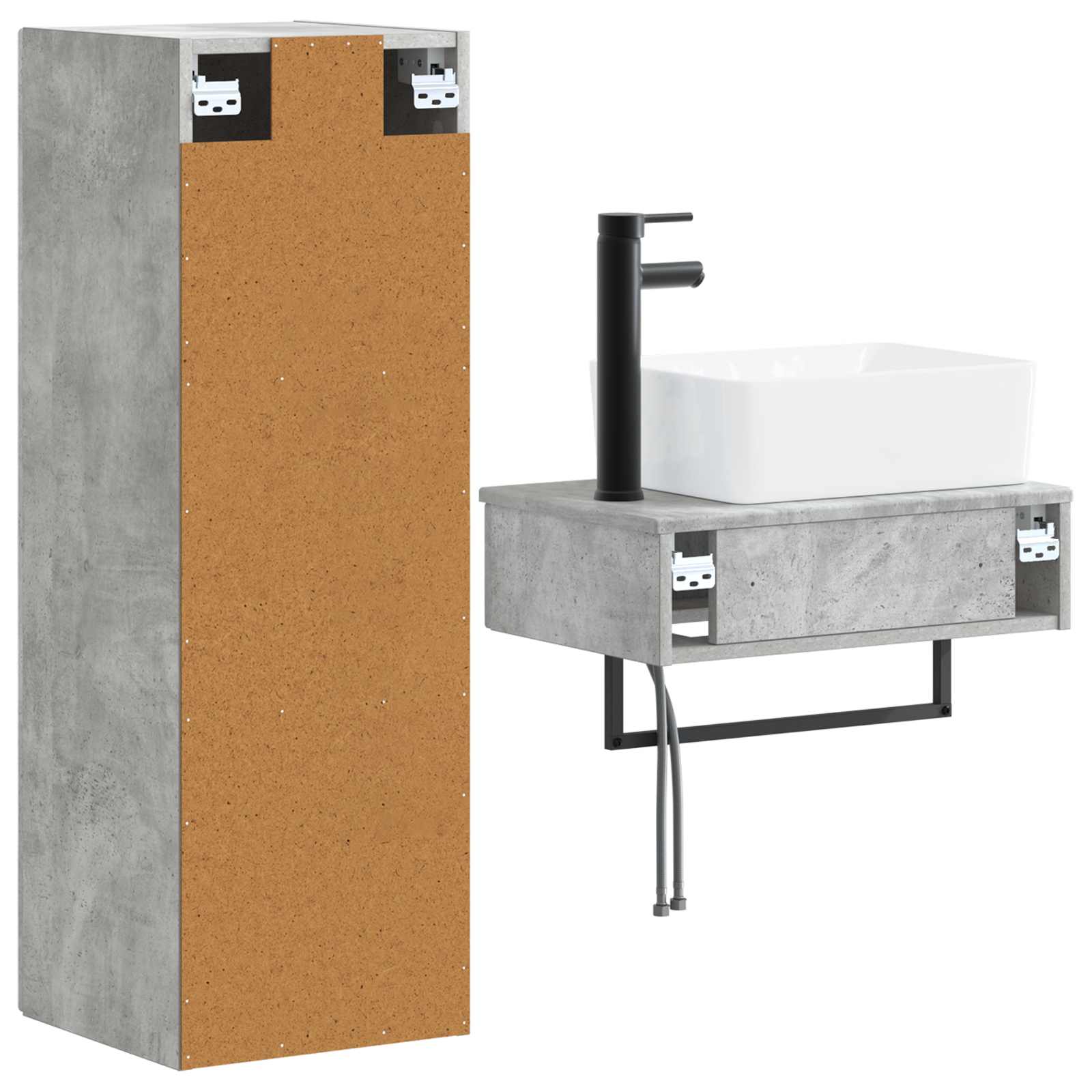 Badezimmermöbel-Set 2 stk. Betongrau 33 x 34,5 x 100 cm