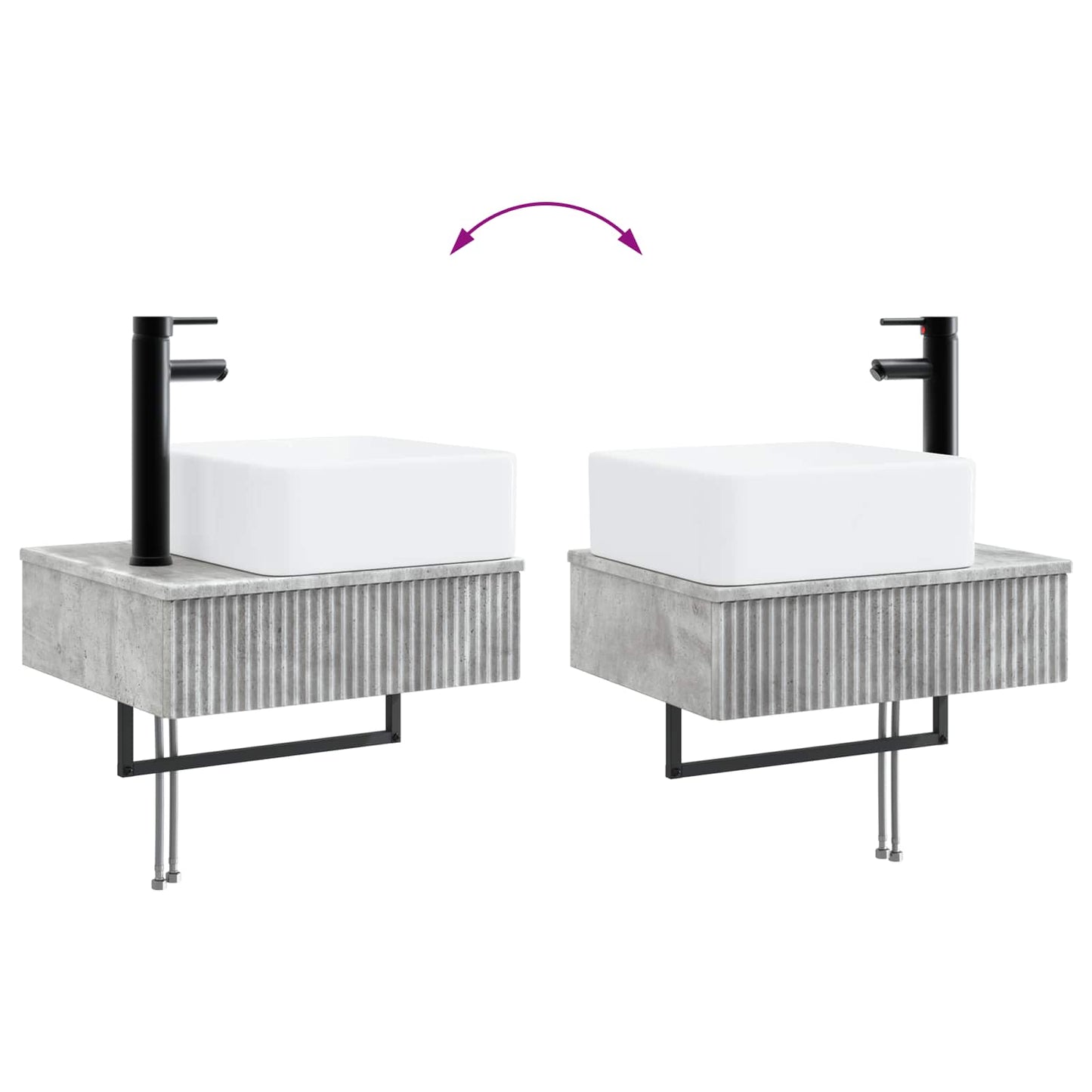 Badezimmermöbel-Set 2 stk. Betongrau 33 x 34,5 x 100 cm