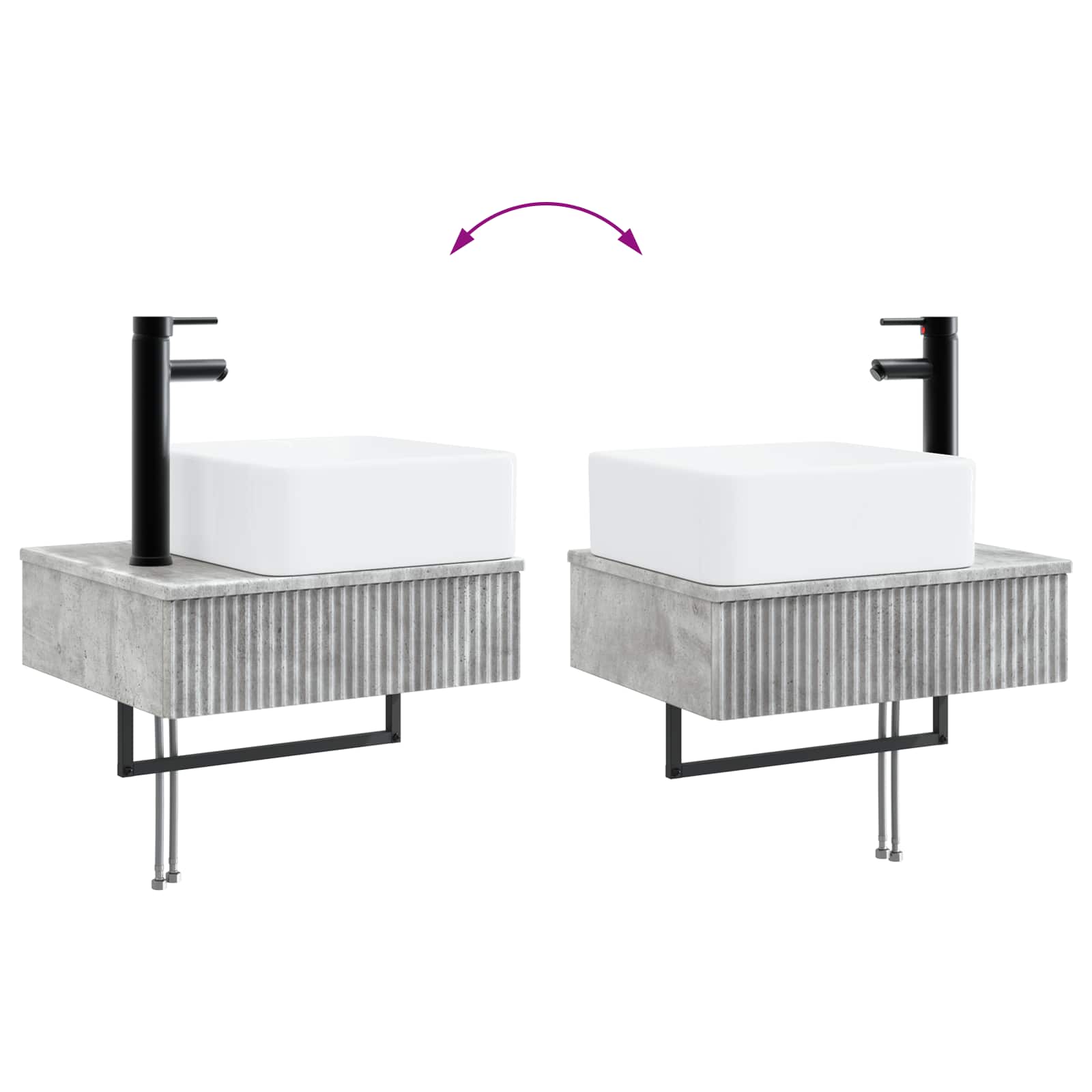 Badezimmermöbel-Set 2 stk. Betongrau 33 x 34,5 x 100 cm