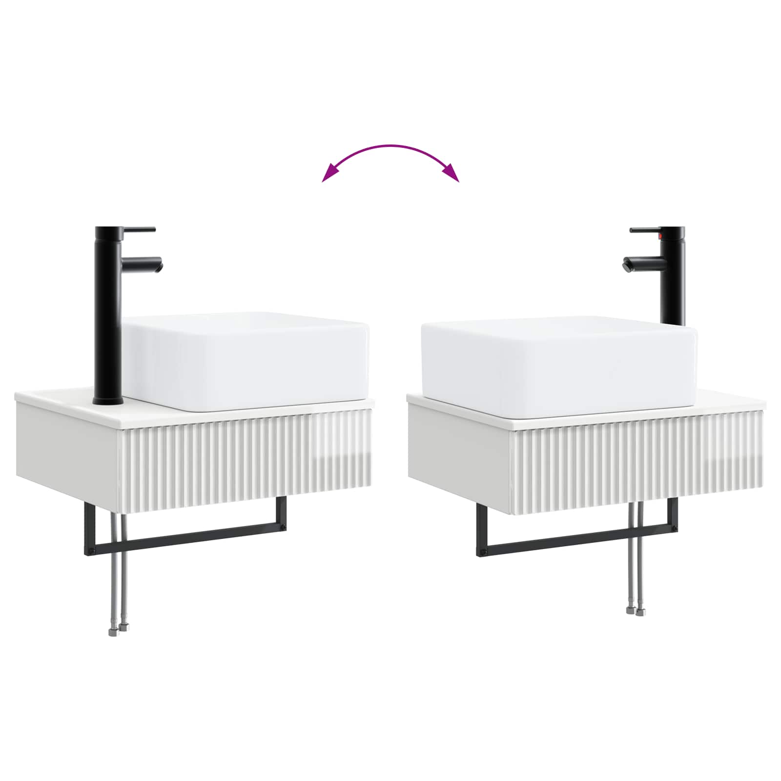 Badezimmermöbel-Set 2 stk. Hochglanz Weiß 33 x 34,5 x 100 cm