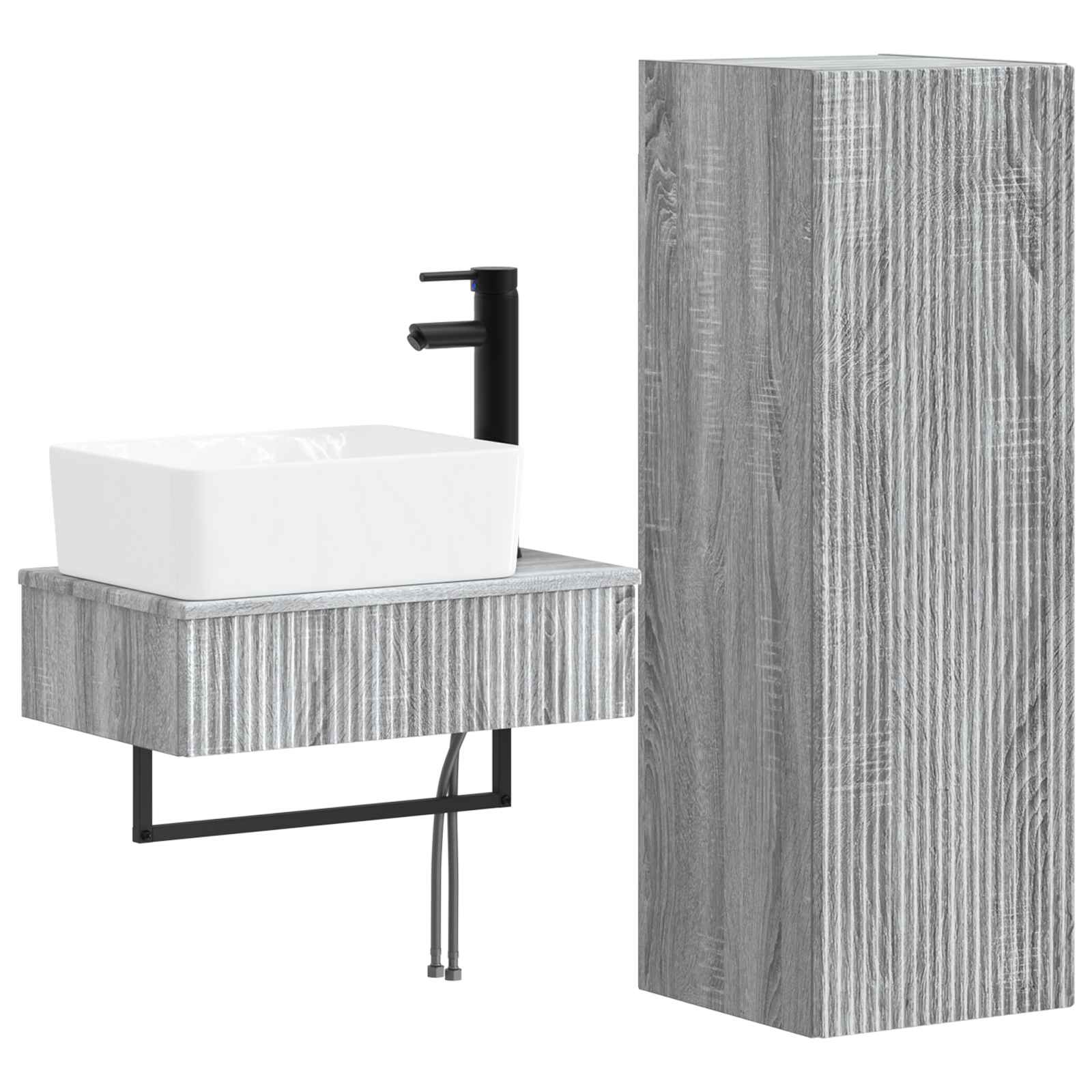 Badezimmermöbel-Set 2 stk. Grau Sonoma 33 x 34,5 x 100 cm