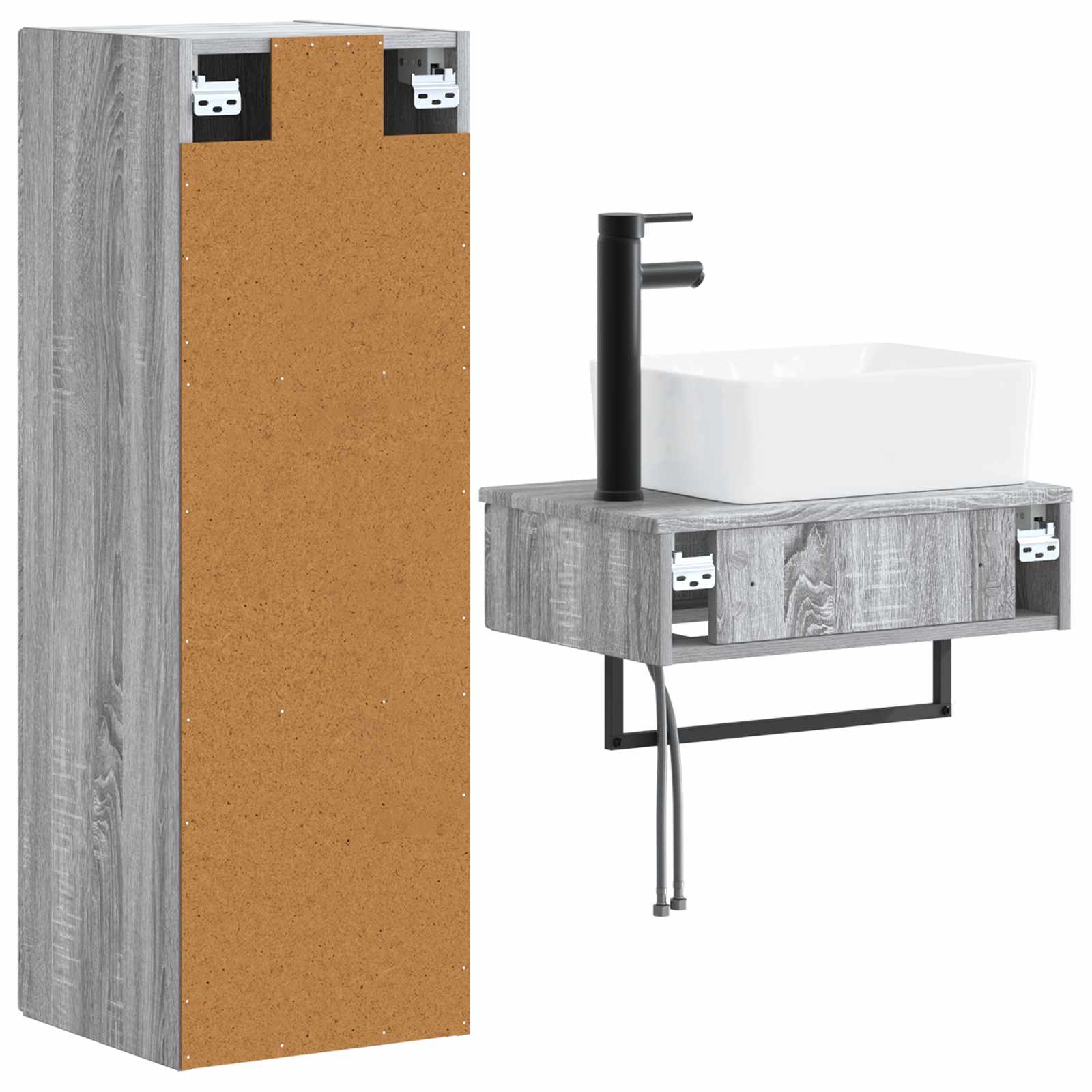 Badezimmermöbel-Set 2 stk. Grau Sonoma 33 x 34,5 x 100 cm
