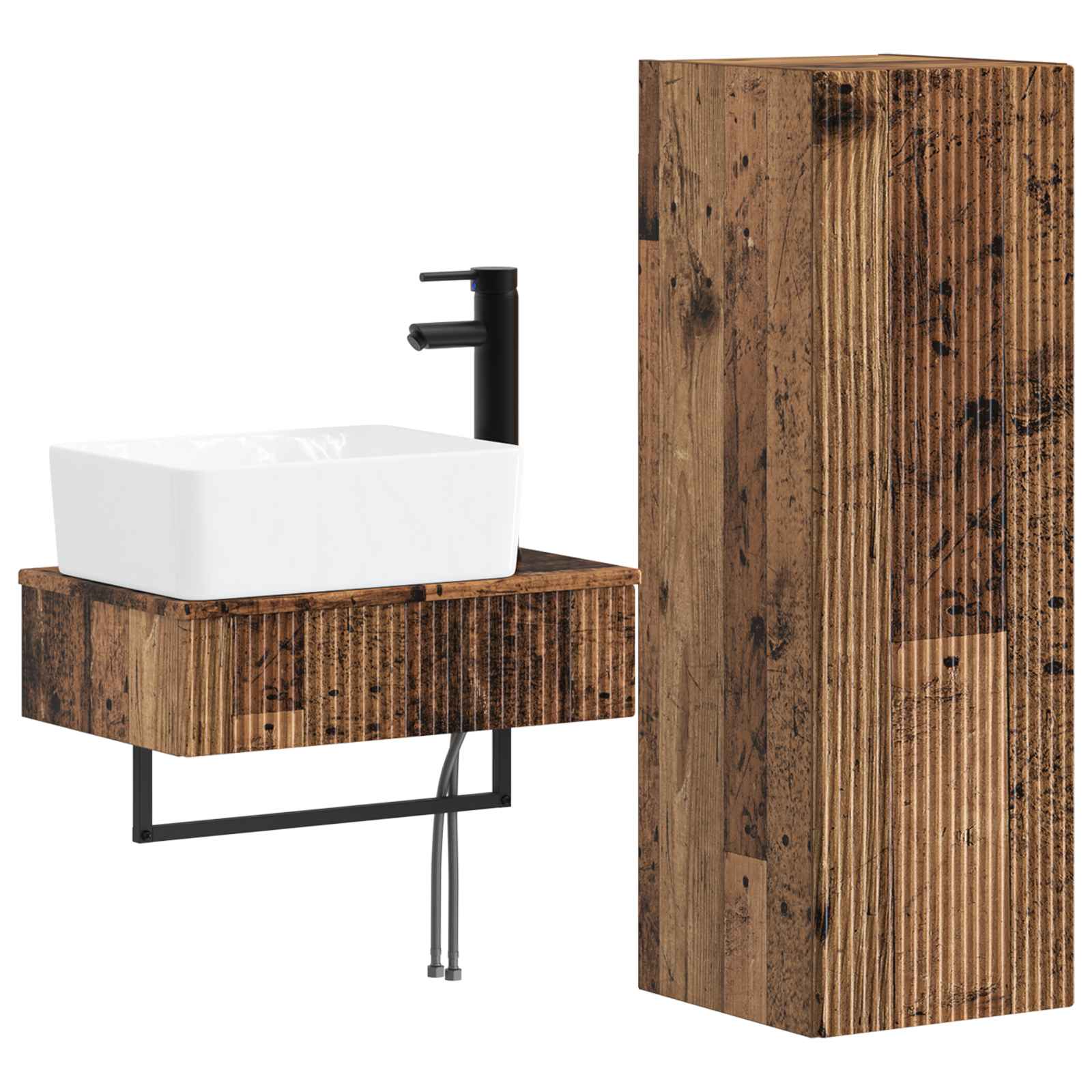 Badezimmermöbel-Set 2 stk. Altholz 33 x 34,5 x 100 cm