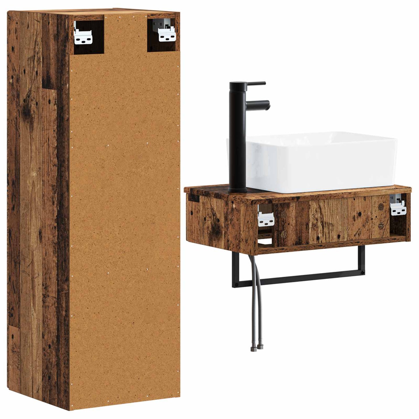 Badezimmermöbel-Set 2 stk. Altholz 33 x 34,5 x 100 cm