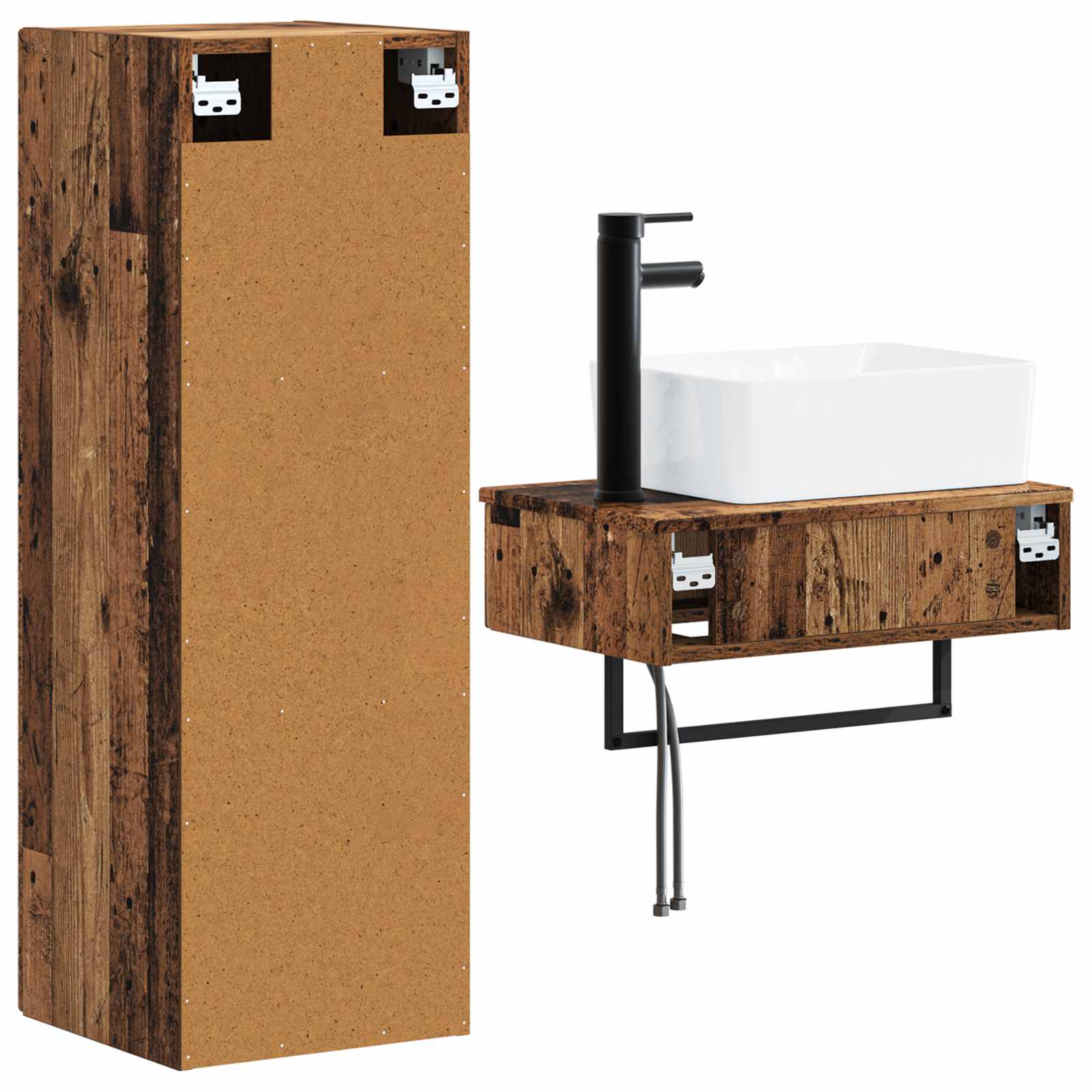 Badezimmermöbel-Set 2 stk. Altholz 33 x 34,5 x 100 cm