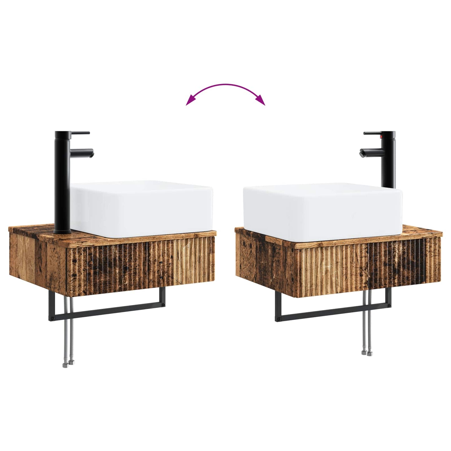 Badezimmermöbel-Set 2 stk. Altholz 33 x 34,5 x 100 cm