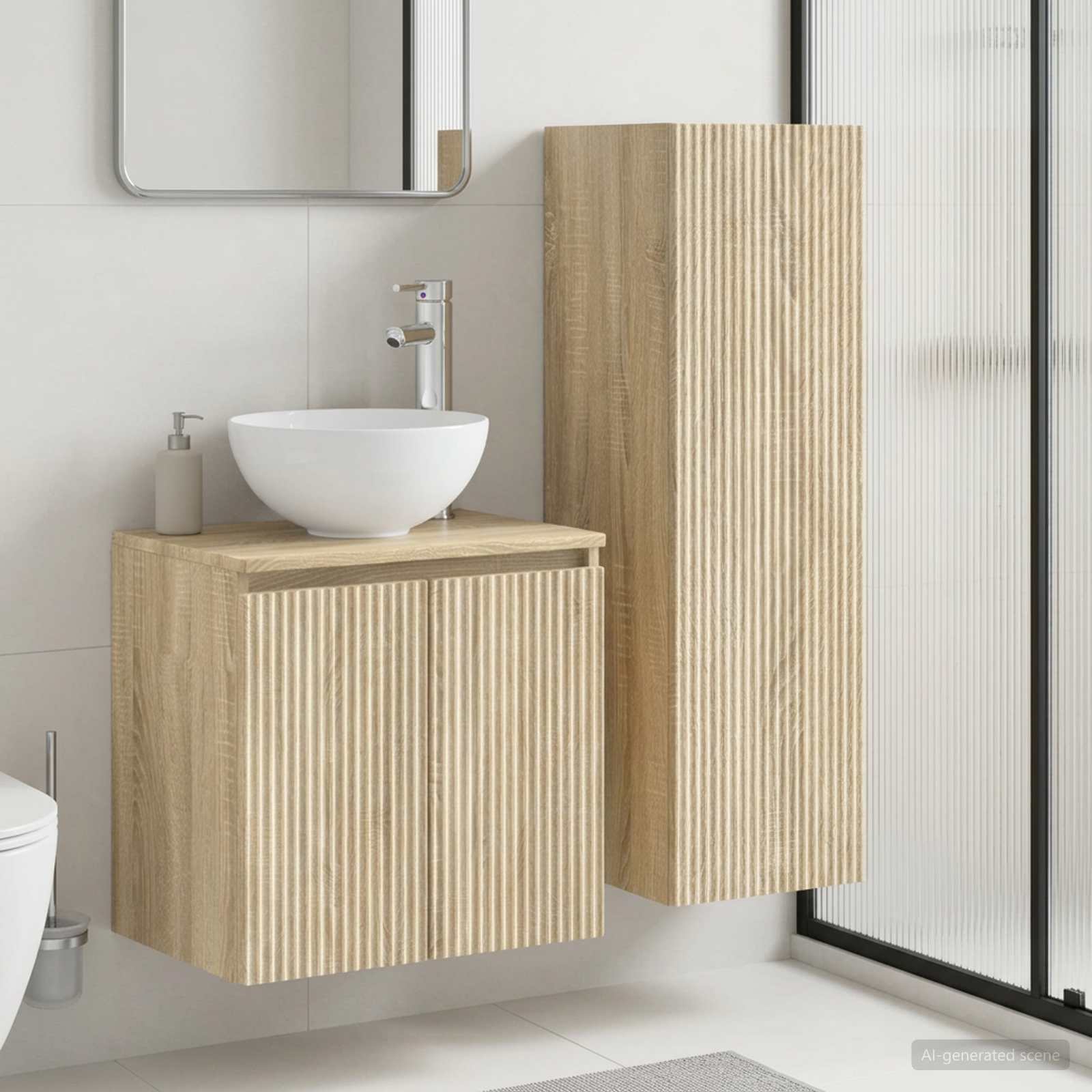 Badezimmermöbel-Set 2 stk. Sonoma-Eiche 33 x 34,5 x 100 cm