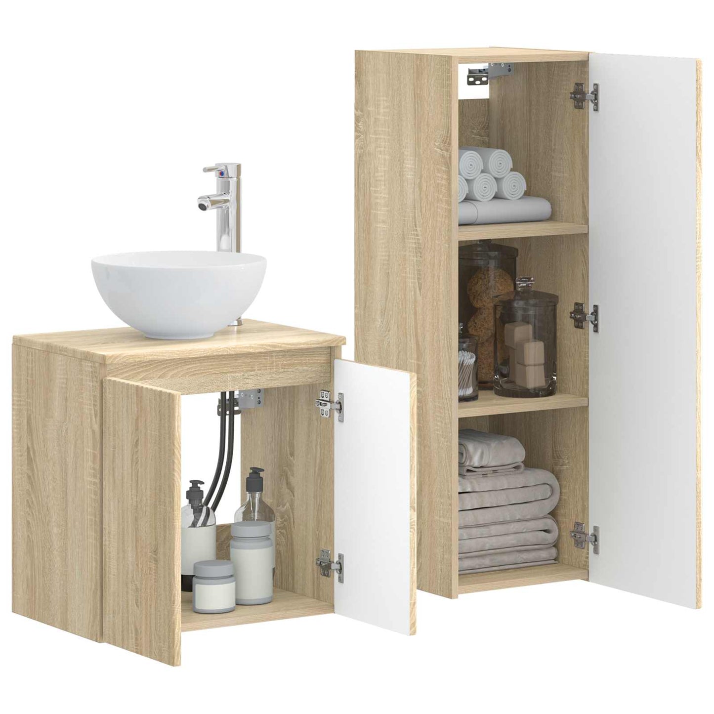 Badezimmermöbel-Set 2 stk. Sonoma-Eiche 33 x 34,5 x 100 cm