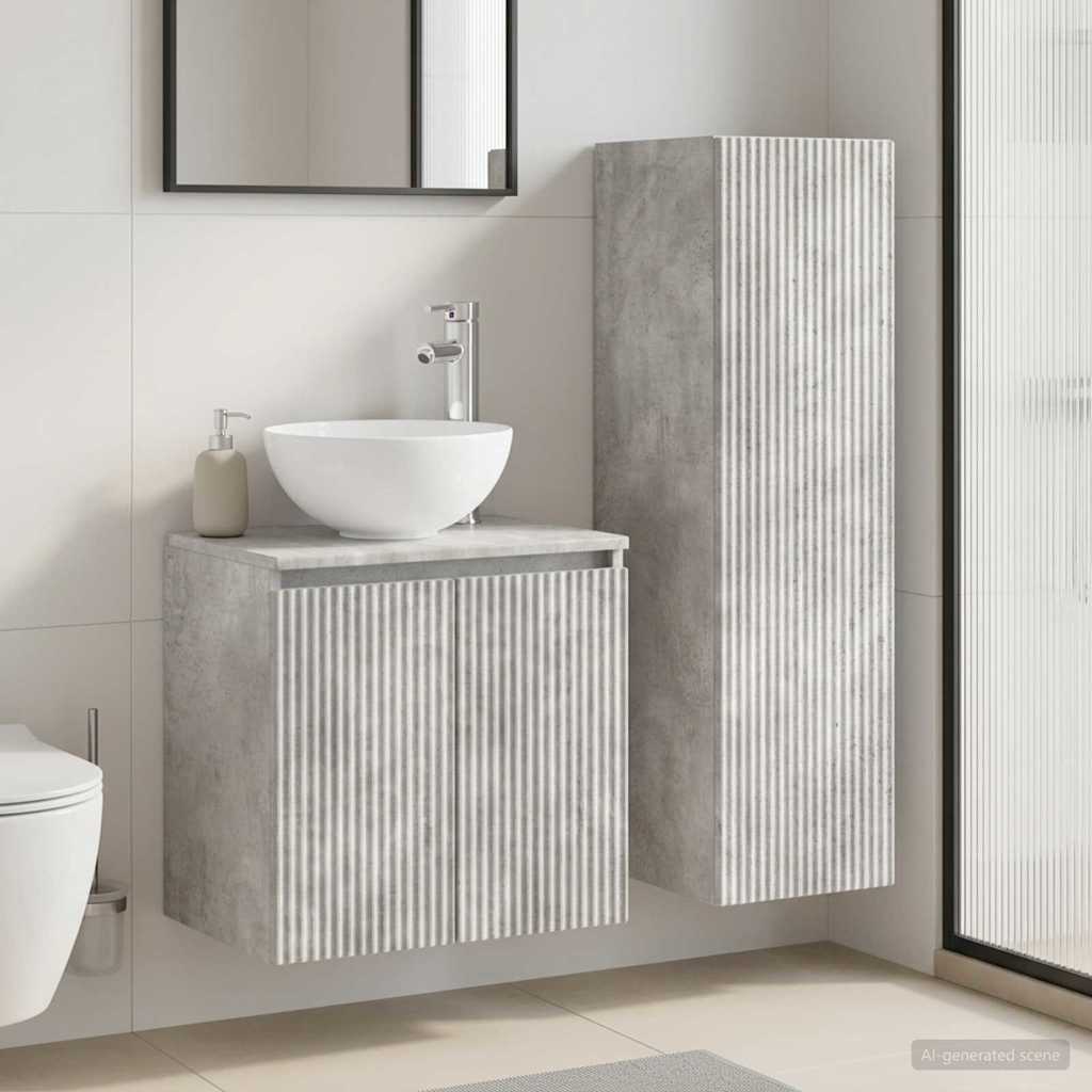 Badezimmermöbel-Set 2 stk. Betongrau 33 x 34,5 x 100 cm