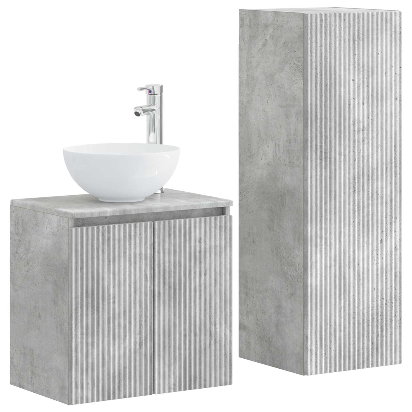 Badezimmermöbel-Set 2 stk. Betongrau 33 x 34,5 x 100 cm