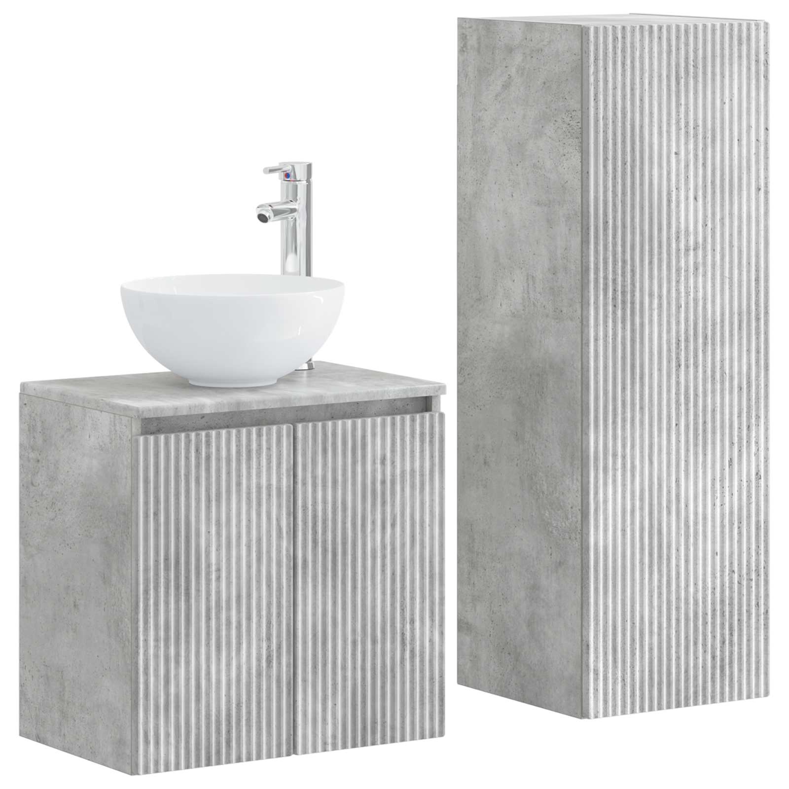 Badezimmermöbel-Set 2 stk. Betongrau 33 x 34,5 x 100 cm