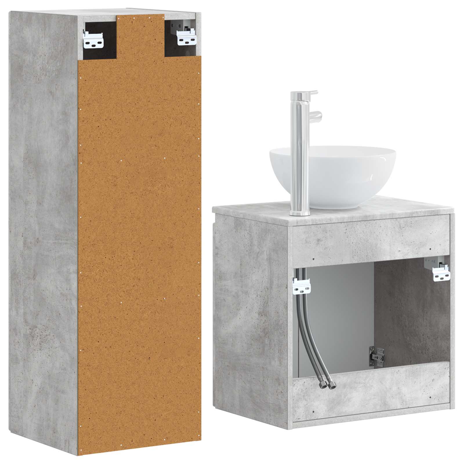 Badezimmermöbel-Set 2 stk. Betongrau 33 x 34,5 x 100 cm