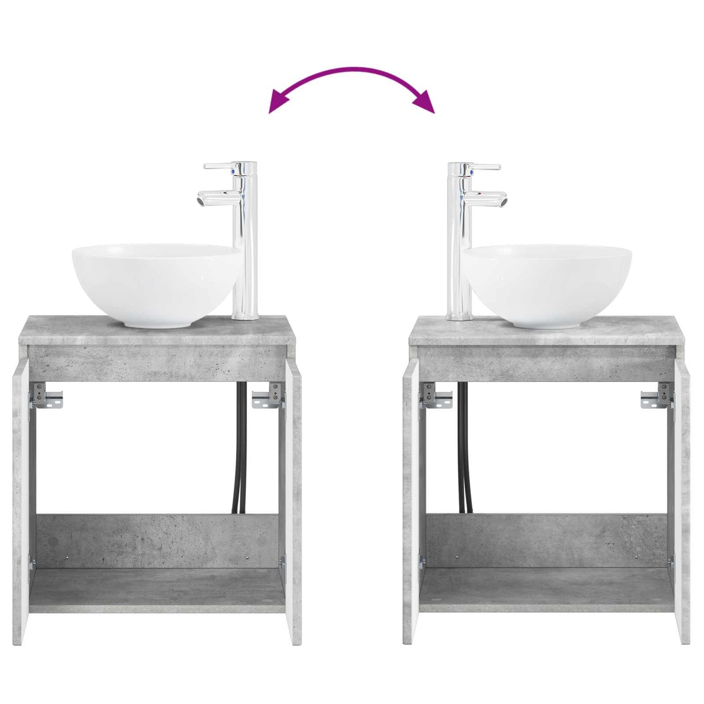 Badezimmermöbel-Set 2 stk. Betongrau 33 x 34,5 x 100 cm