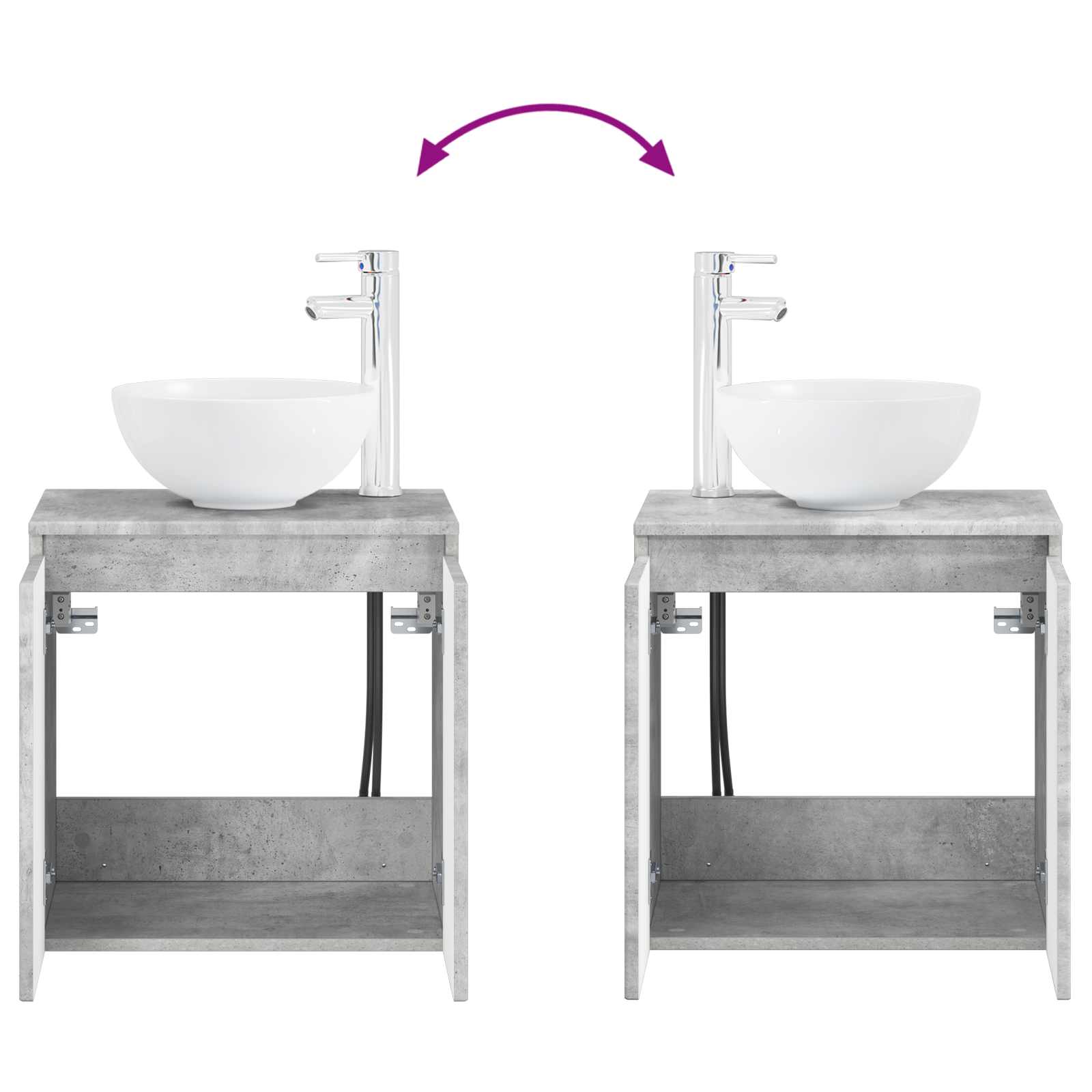 Badezimmermöbel-Set 2 stk. Betongrau 33 x 34,5 x 100 cm