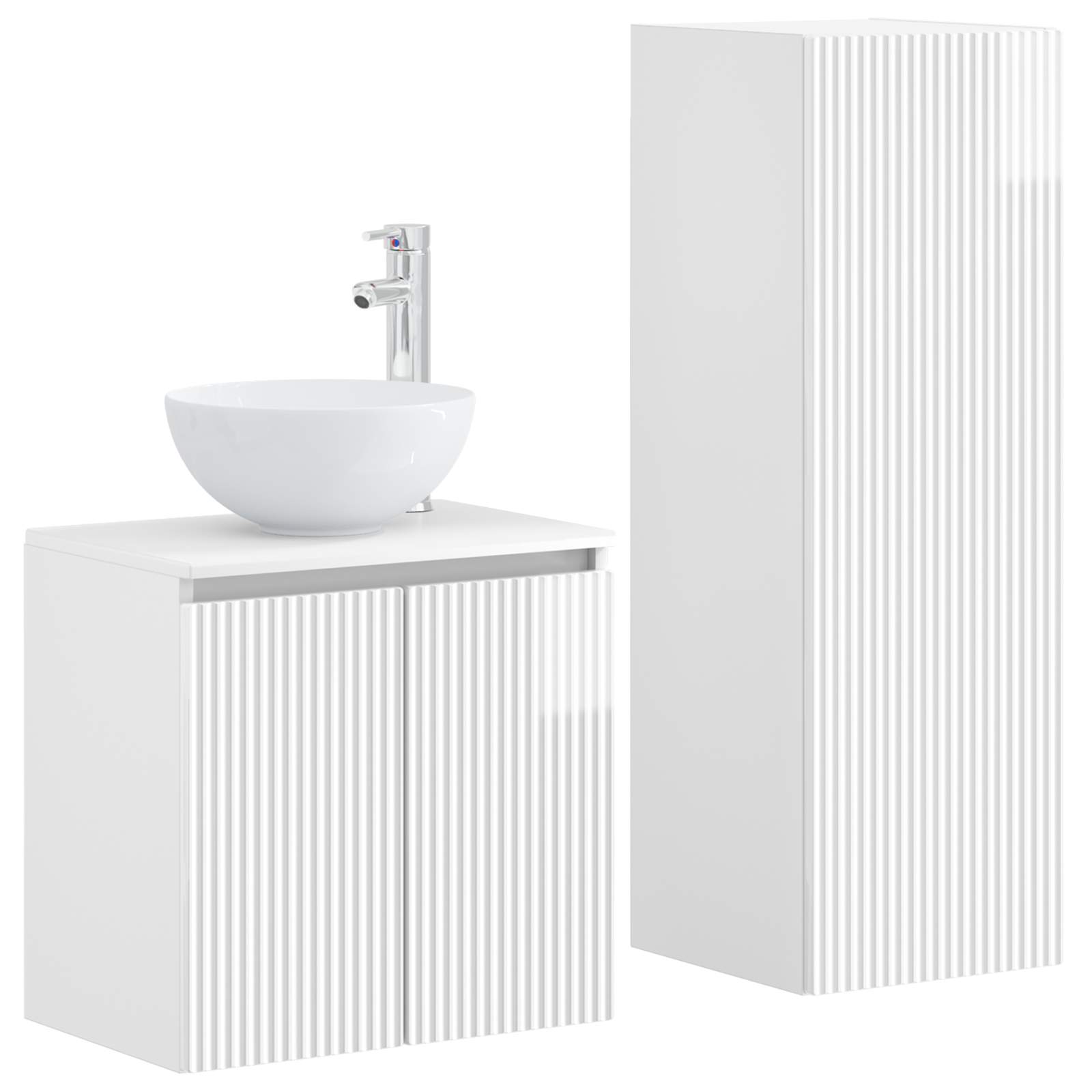 Badezimmermöbel-Set 2 stk. Hochglanz Weiß 33 x 34,5 x 100 cm