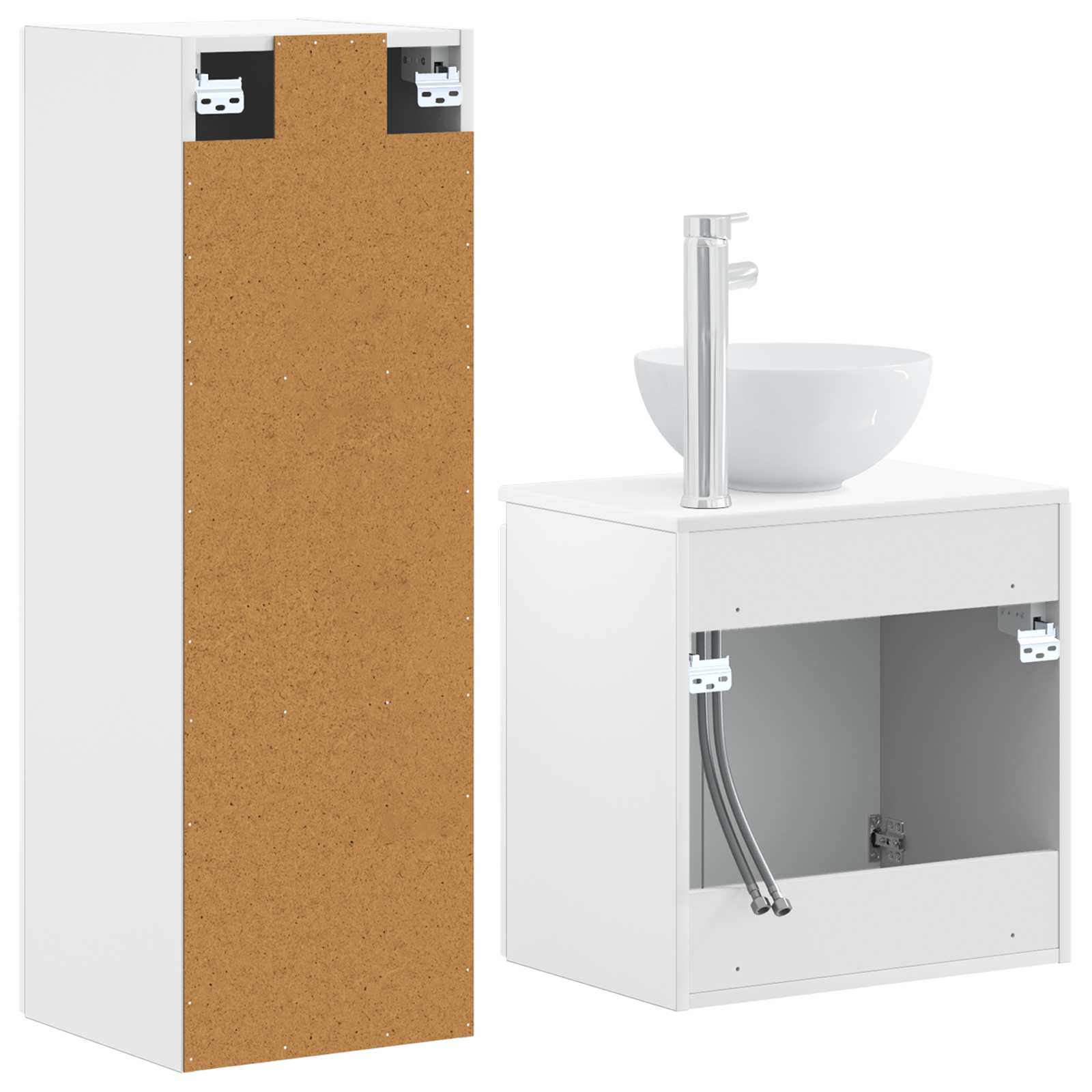 Badezimmermöbel-Set 2 stk. Hochglanz Weiß 33 x 34,5 x 100 cm