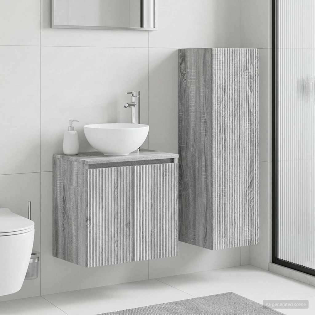 Badezimmermöbel-Set 2 stk. Grau Sonoma 33 x 34,5 x 100 cm