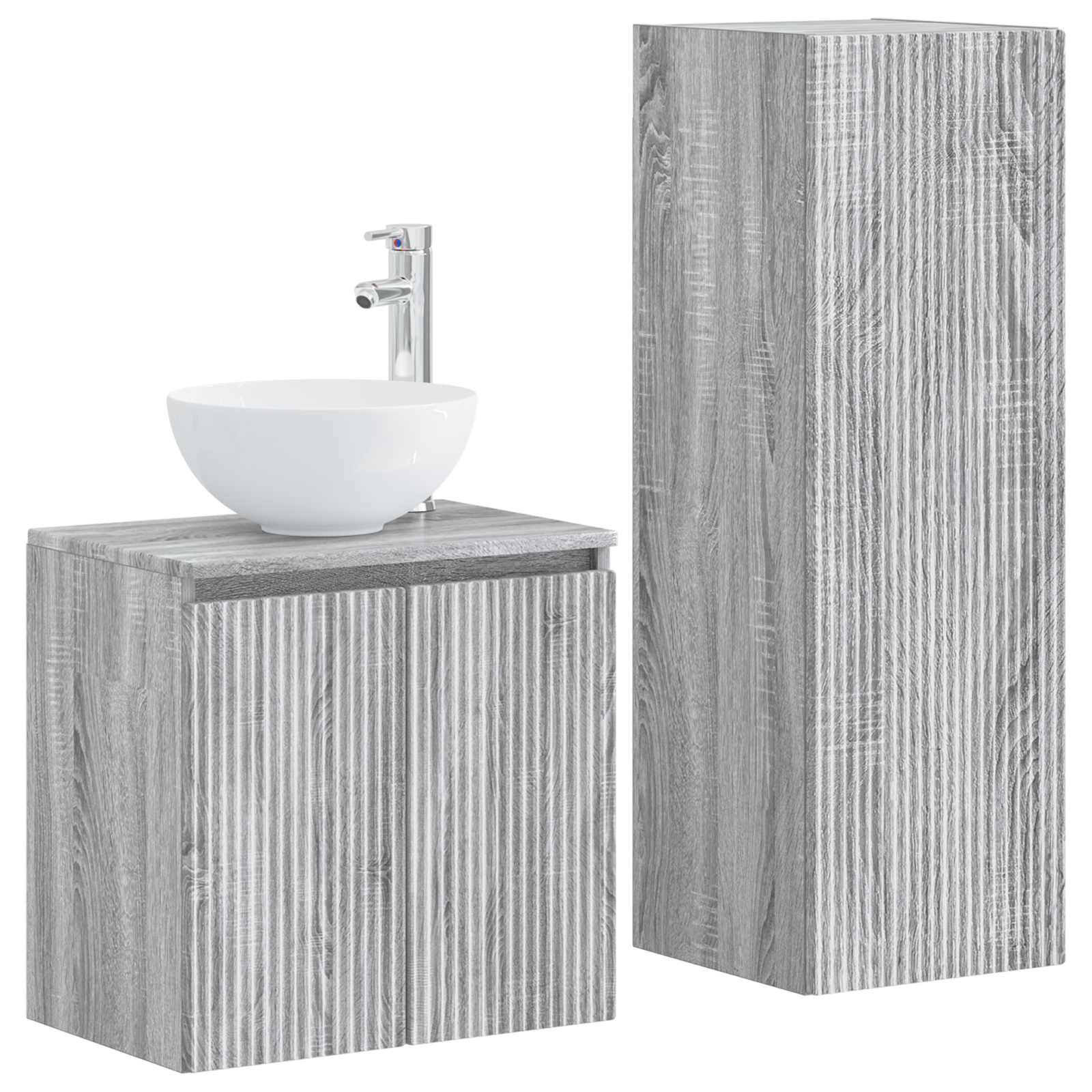 Badezimmermöbel-Set 2 stk. Grau Sonoma 33 x 34,5 x 100 cm