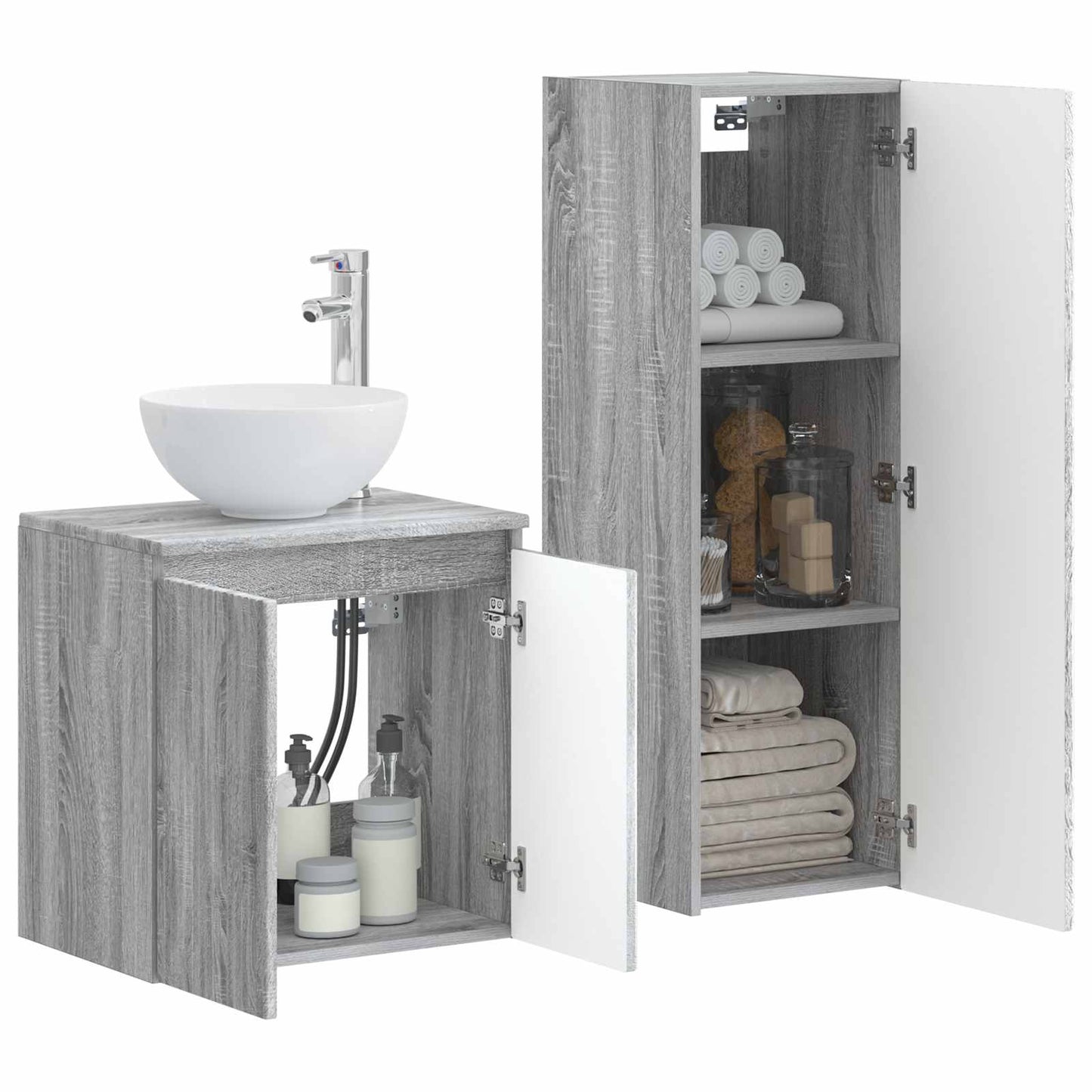 Badezimmermöbel-Set 2 stk. Grau Sonoma 33 x 34,5 x 100 cm
