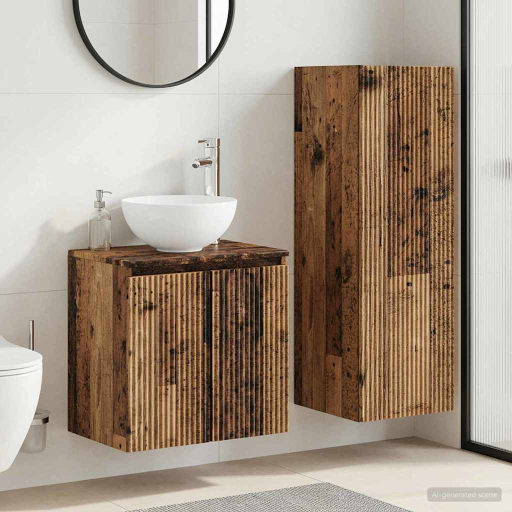 Badezimmermöbel-Set 2 stk. Altholz 33 x 34,5 x 100 cm